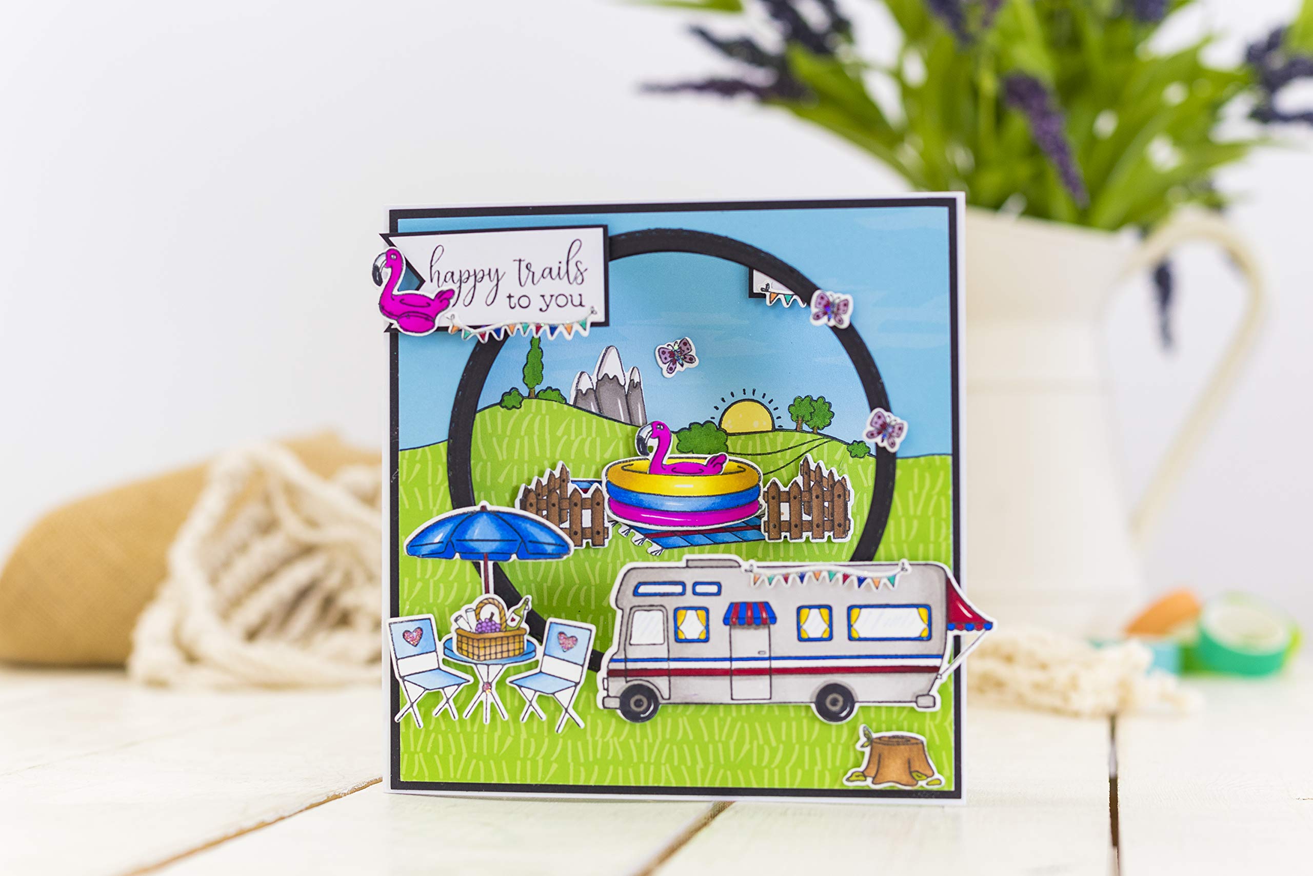 Gemini Stamps & Dies - Road Trip Collection - Silver Crafting Supplies for Scrapbooking, Card Making & DIY Projects