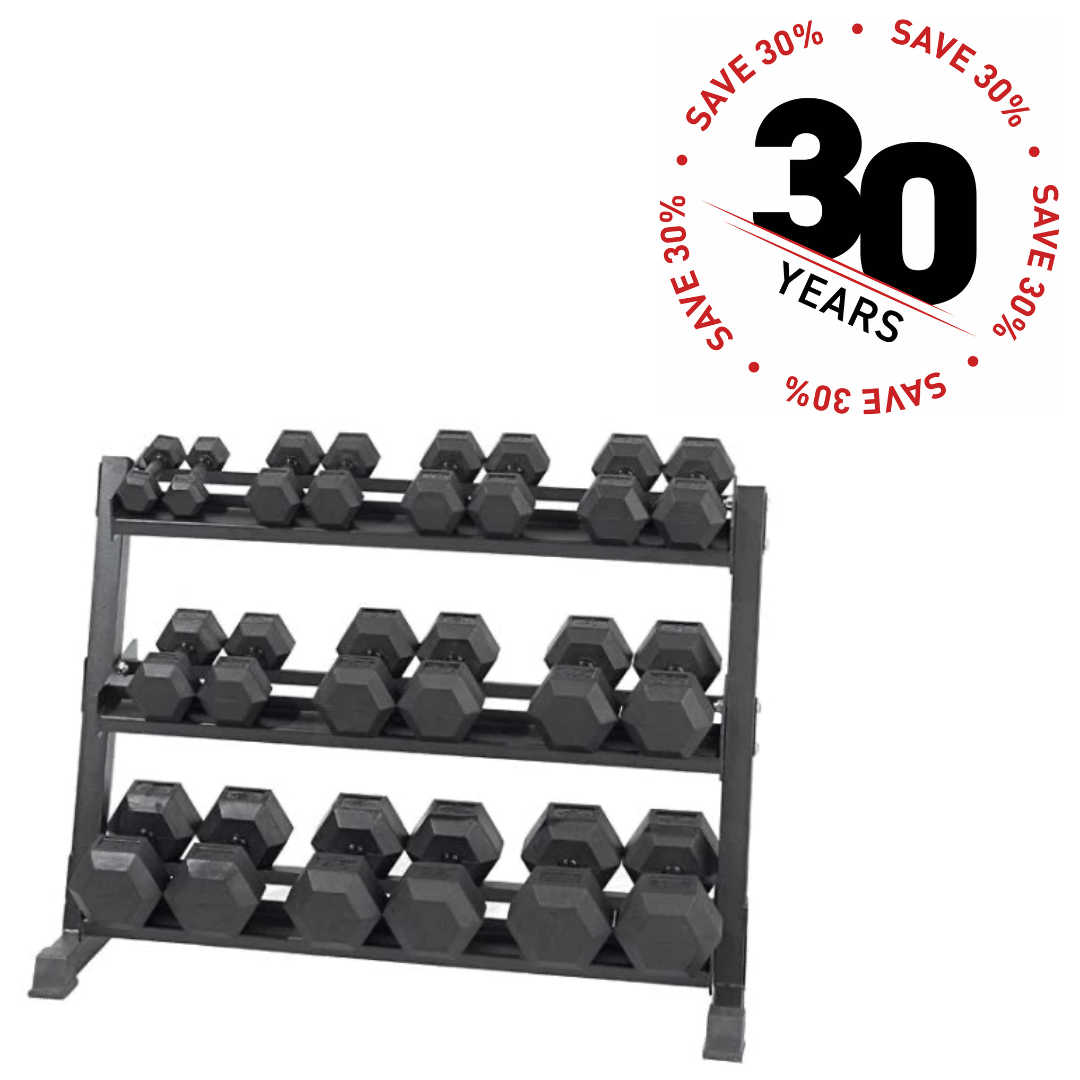 Premium Rubber Hex Dumbbell Set 5-50lbs with Storage Rack - Home Gym Strength Training Equipment for Weight Lifting & Fitness Workouts