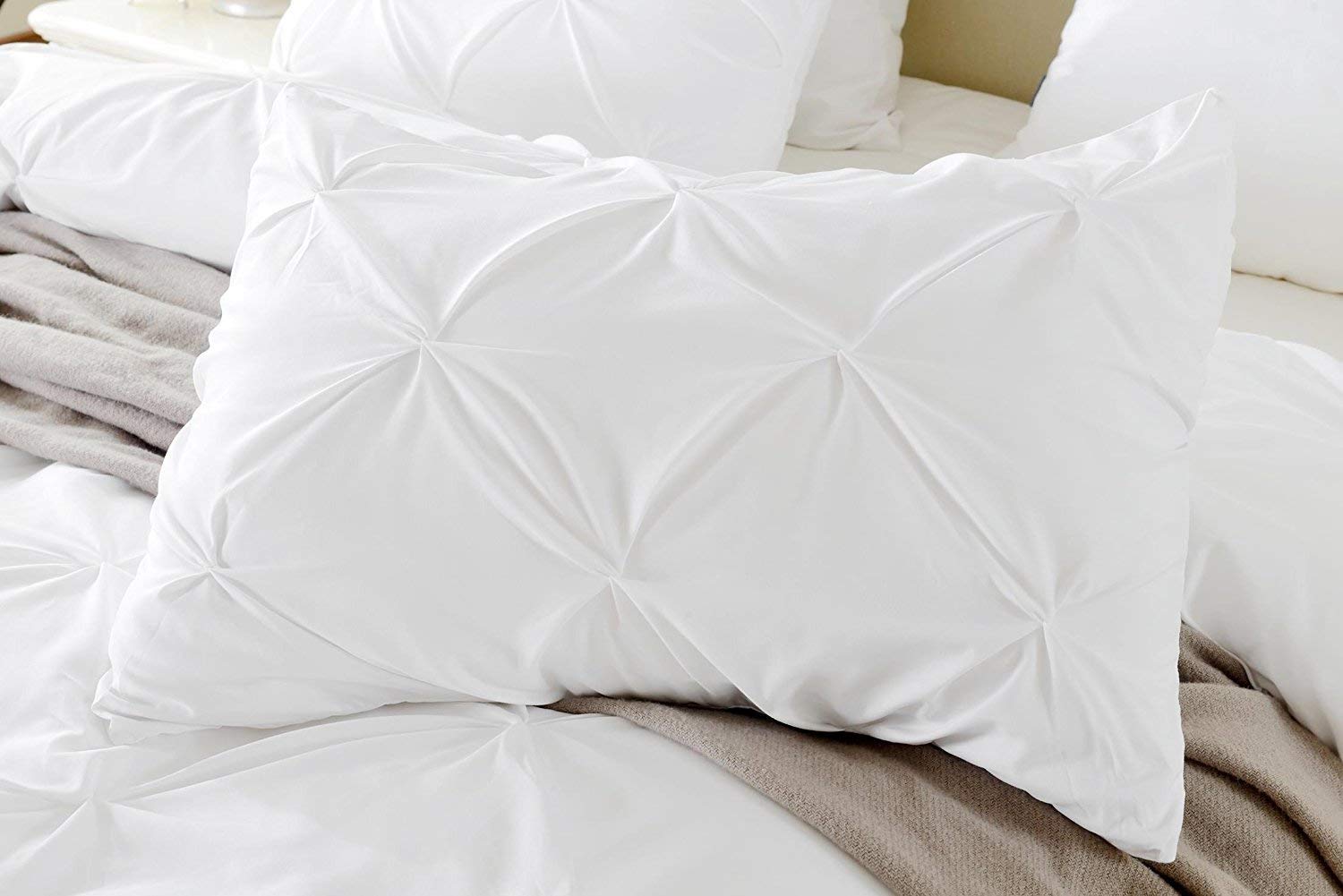 Luxury 600TC Egyptian Cotton Pinch Pleated Pillow Shams Set of 2 - Queen Size 20x30 for Bedroom Decor