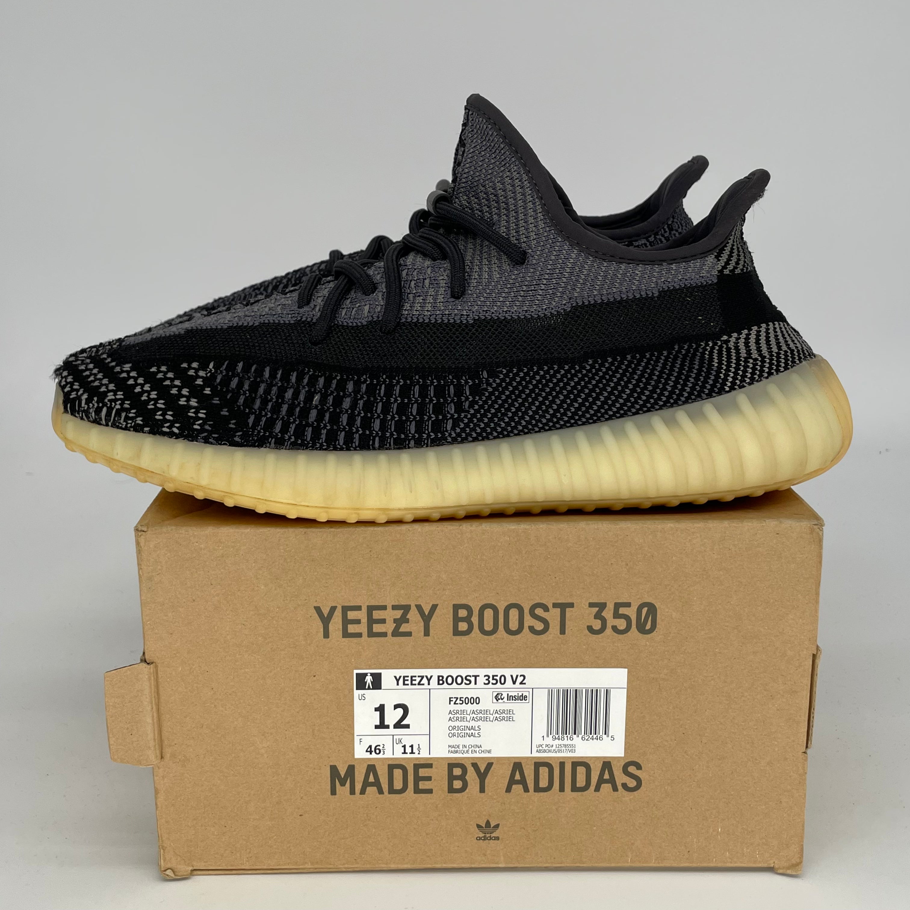 Adidas Yeezy Boost 350 V2 Carbon Sneakers - Men's Size 12 | FZ5000 | Comfortable Running & Casual Shoes for Streetwear & Gym