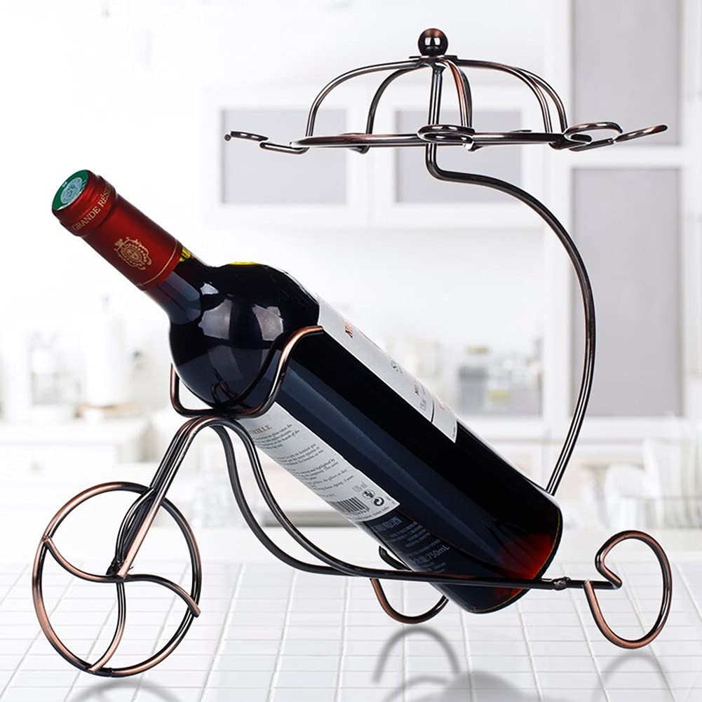 Premium NWB Bicycle-Themed Wine Glass Rack - Holds 6 Glasses & 1 Bottle - Space-Saving Stemware Storage for Kitchen Counter, Bar, or Dining Room - Perfect for Wine Enthusiasts & Home Entertaining
