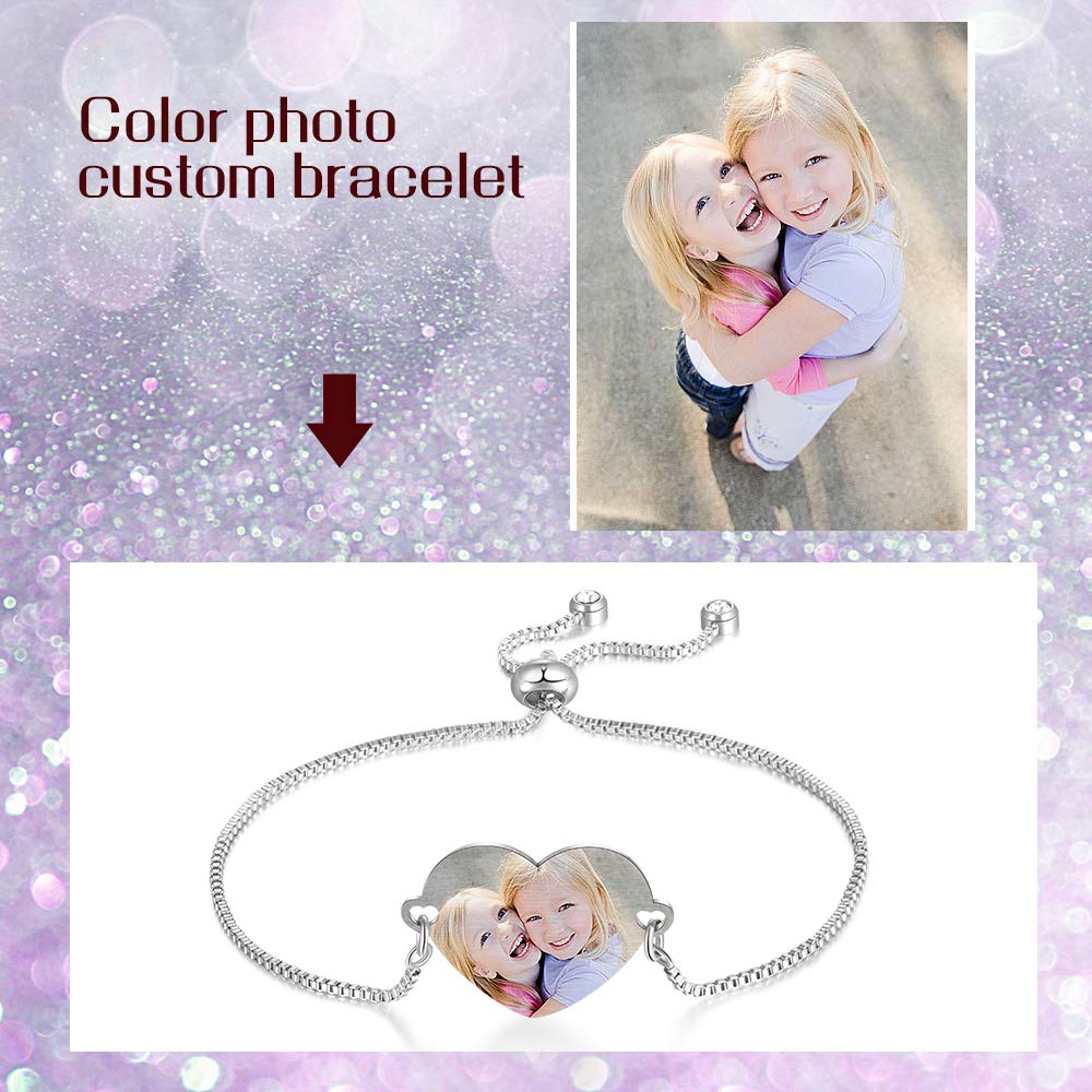 Personalized Heart Locket & Infinity Birthstone Bracelet for Women - Best Friend Gift with Engraved Photo - Picture Locket Jewelry for Loved Ones - Perfect for Anniversaries, Birthdays & Special Occasions