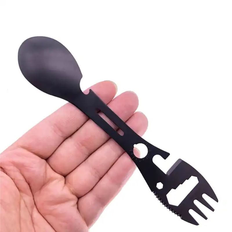 5-in-1 Multipurpose Camping Spork - Stainless Steel Spoon Fork Knife Combo for Hiking, Travel, Picnics & Outdoor Adventures