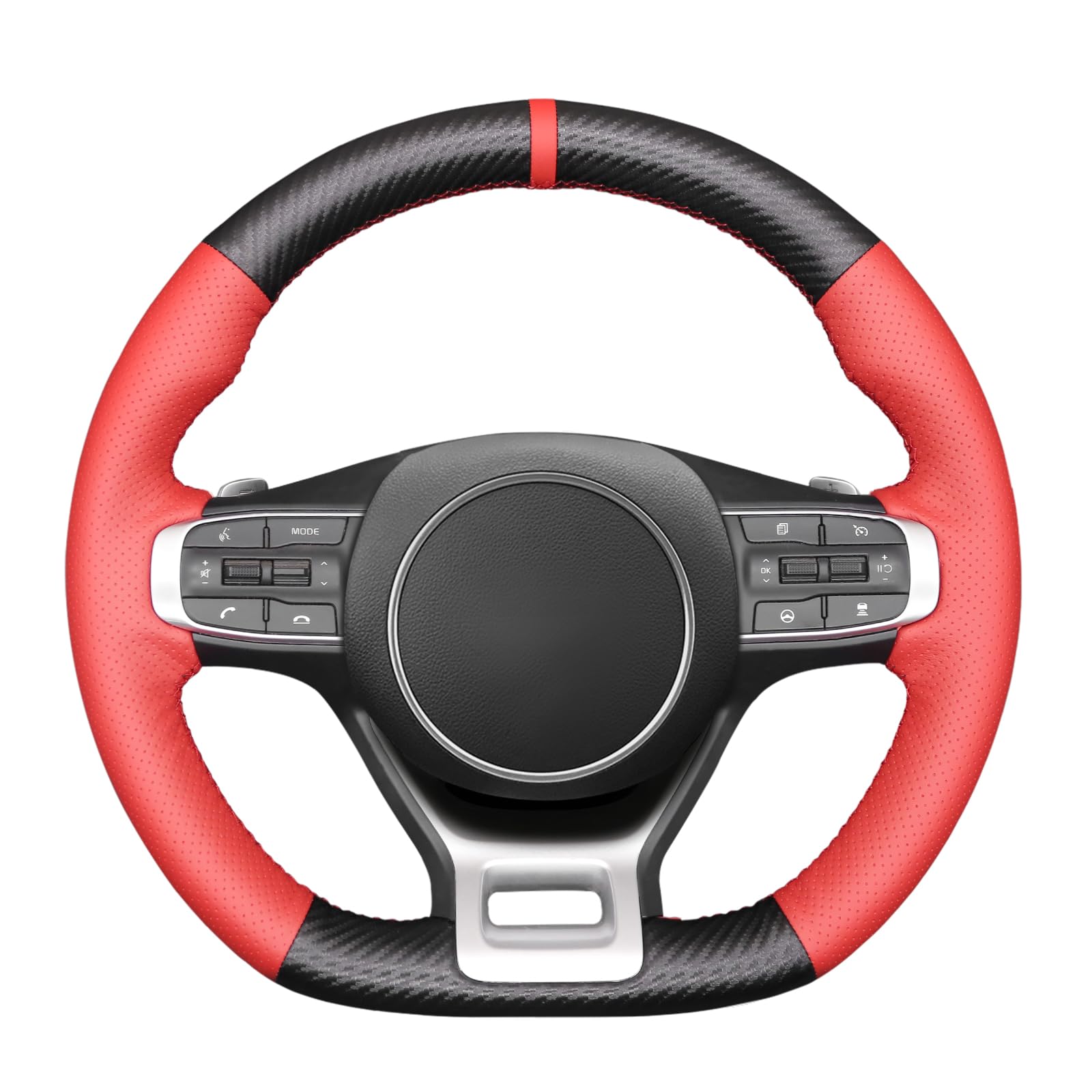 Premium MEWANT Microfiber Leather & Carbon Fiber Steering Wheel Cover - Perfect Fit for Kia Sportage 2022-2023 & K5 GT/GT-Line 2021-2022 - Enhance Grip & Comfort for Safe Driving
