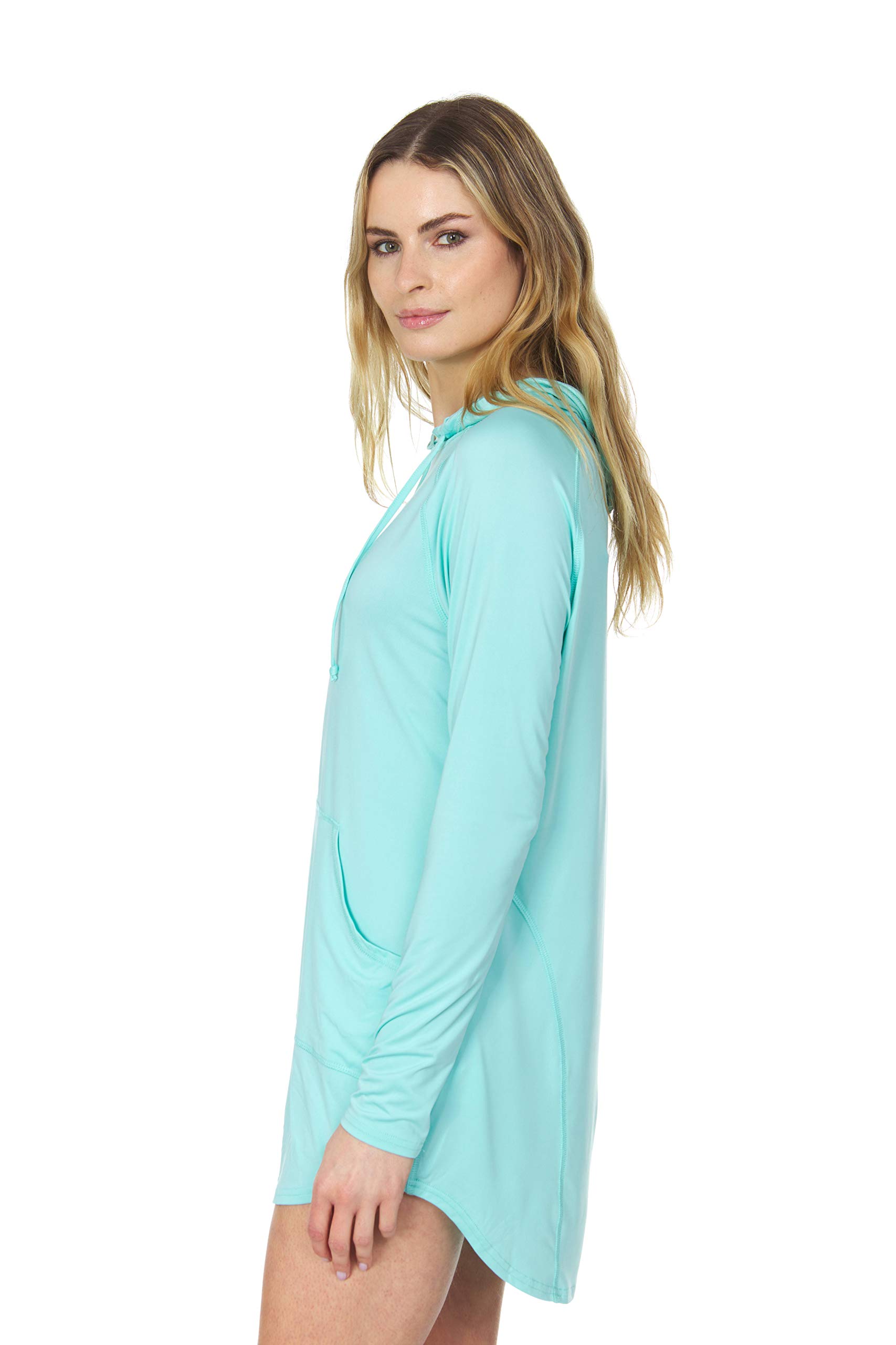 Swiss Alps Women's UPF 40+ Sun Protection Hooded Swim Cover-Up Dress - Moisture Wicking Quick Dry Beachwear for Pool, Vacation & Summer Outings