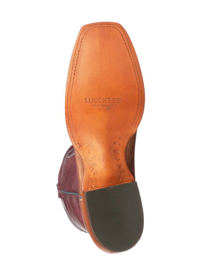 Lucchese CL1566 Men's Martin Mad Dog Goat Leather Cowboy Boots in Peanut Brown - Perfect for Western Rides, Country Music Festivals & Casual Wear