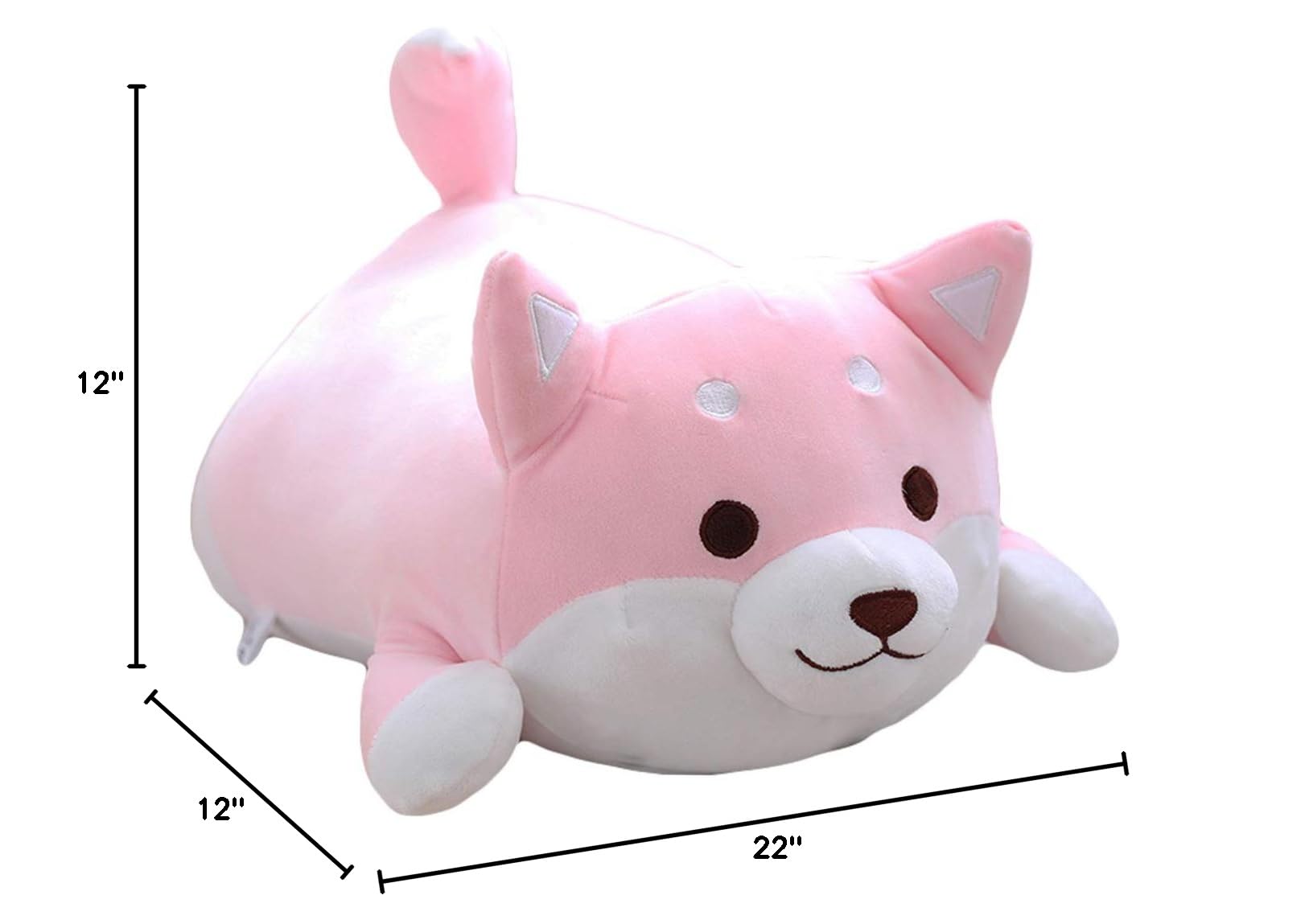 Shiba Inu & Corgi Plush Dog Pillow - Ultra Soft Stuffed Animal Toy for Valentine's Day, Christmas & Birthday Gifts - Cute Home Decor for Bed, Sofa & Chair (Pink Round Eyes, 21.3 Inch) - Perfect for Cuddling, Nursery Decor & Anime Lover Gifts