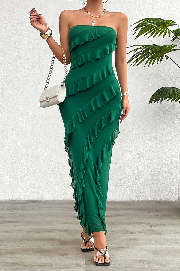 Elegant Solid Color Off-Shoulder Slim Back Slit Maxi Dress for Women - Perfect for Beach Vacations, Date Nights & Summer Parties
