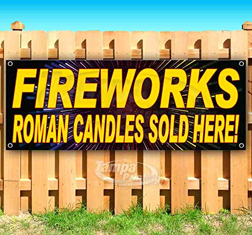 Premium 13 oz Heavy-Duty Vinyl Fireworks Candles Banner - Single-Sided with Metal Grommets | Durable Non-Fabric Material | Perfect for 4th of July Celebrations, Parties & Outdoor Events