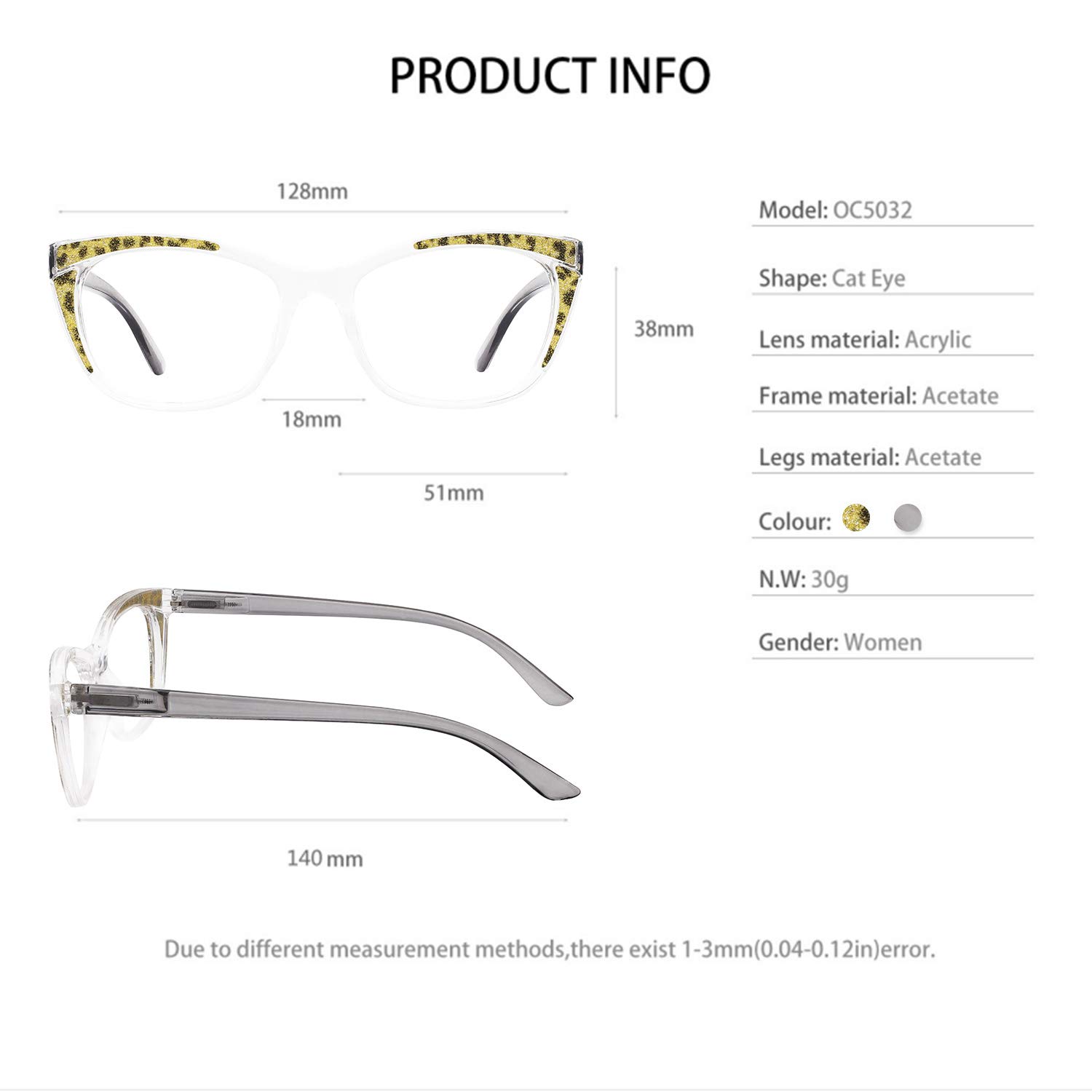 Stylish OCCI CHIARI Reading Glasses for Women & Men - Trendy Eyewear Frames for Fashion & Reading - Perfect for Office, Reading, and Daily Use