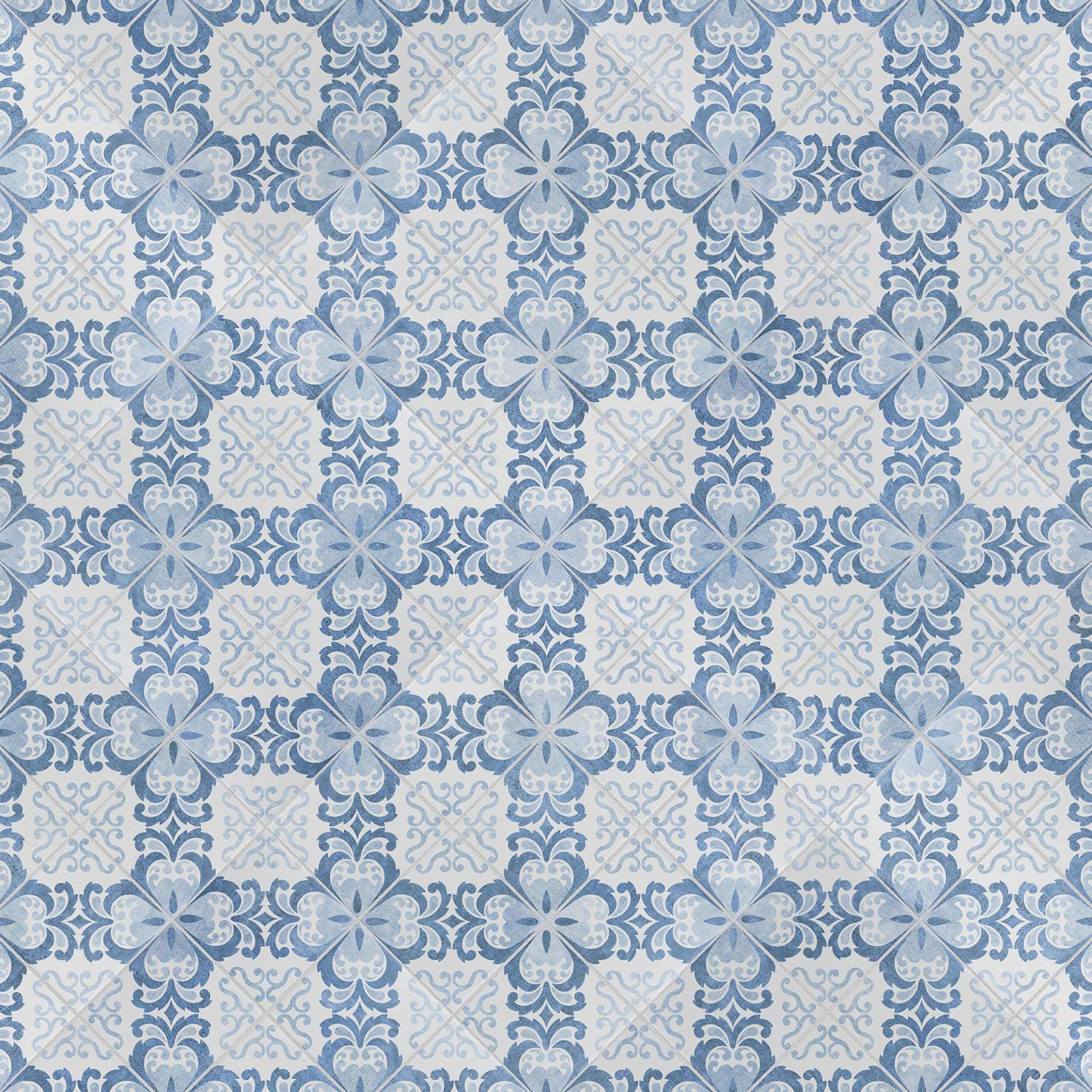 Merola Tile Harmonia Floral Lattice Blue 13