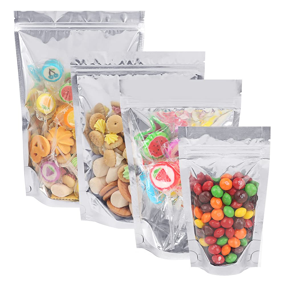 50 Pack Reusable Aluminum Foil Mylar Bags with Zipper for Food Storage - 7x10.25 Inches (12 oz) | Airtight, Moisture-Proof | Perfect for Coffee, Tea, Spices, Snacks & Long-Term Food Preservation