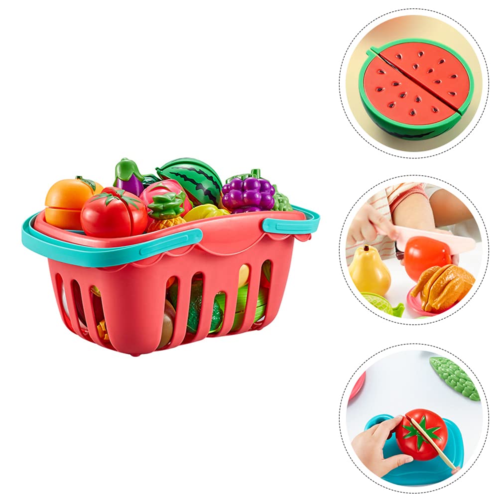1 Set Play House Toy Cutting Fruit Vegetable Toy for Kids - Pretend Play Kitchen Set with Realistic Fruits & Vegetables - Perfect for Role Play, Learning & Fun at Home or Preschool