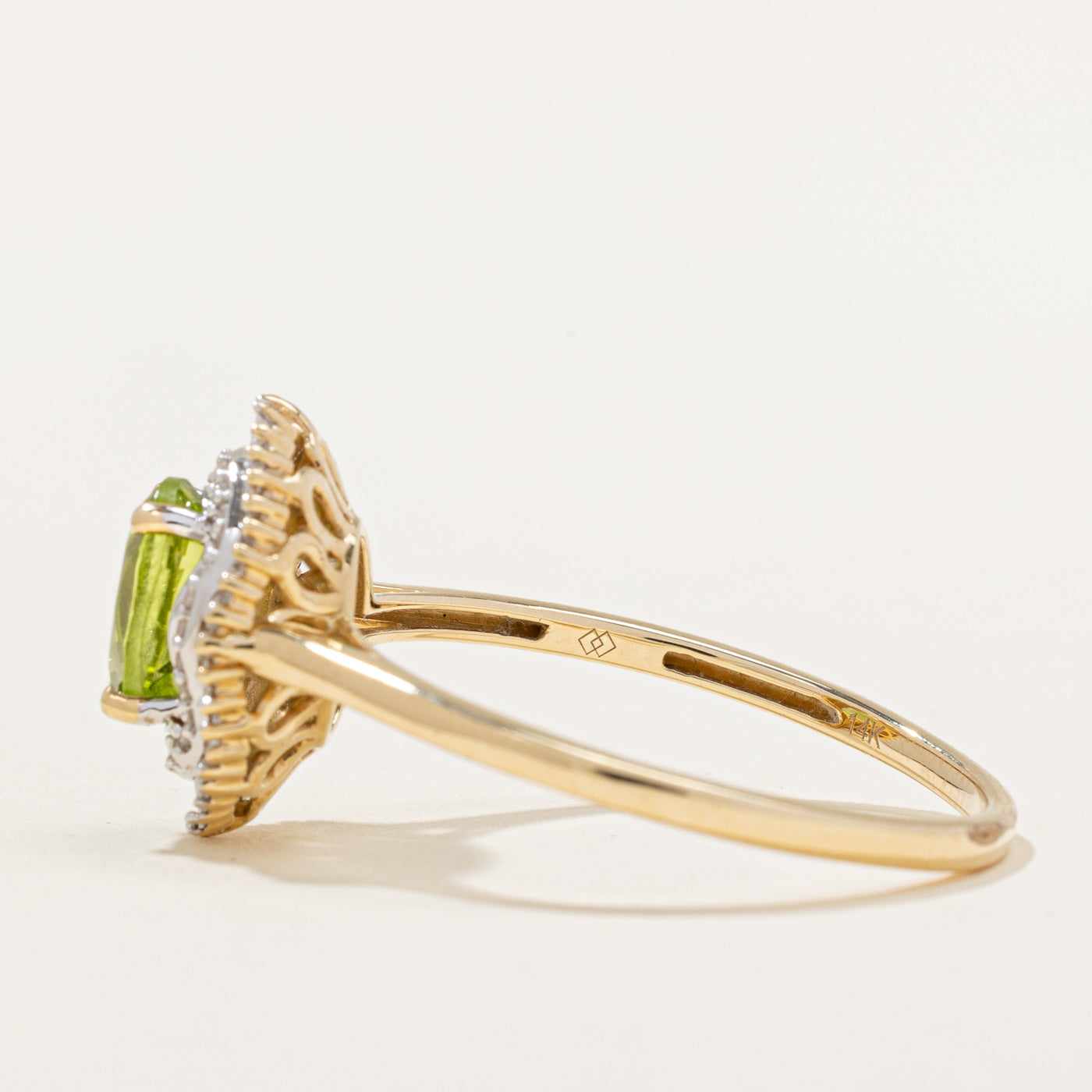 Peridot & Diamond Halo Ring - 1.10ct Green Peridot with 0.30ctw Diamond Accents - Size 10.5 - Elegant Birthstone Jewelry for August, Anniversary & Special Occasion Gifts