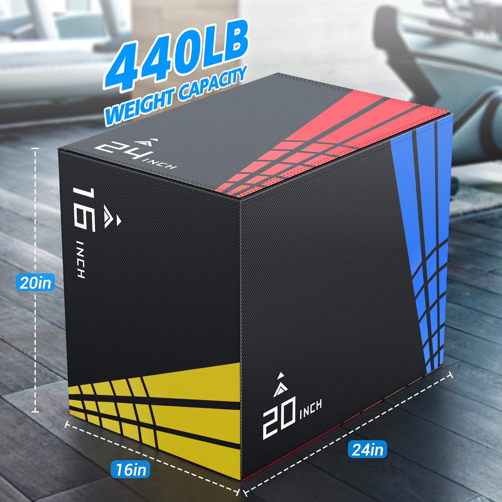 3-in-1 Foam Plyometric Jump Box for Crossfit & Home Gym - High-Density Non-Slip Design, 440lb Weight Capacity - Easy-to-Clean Plyo Box for HIIT, Agility Training & Fitness Exercises (22/35/65lbs) - Perfect for Box Jumps, Strength Training & Workout Routines