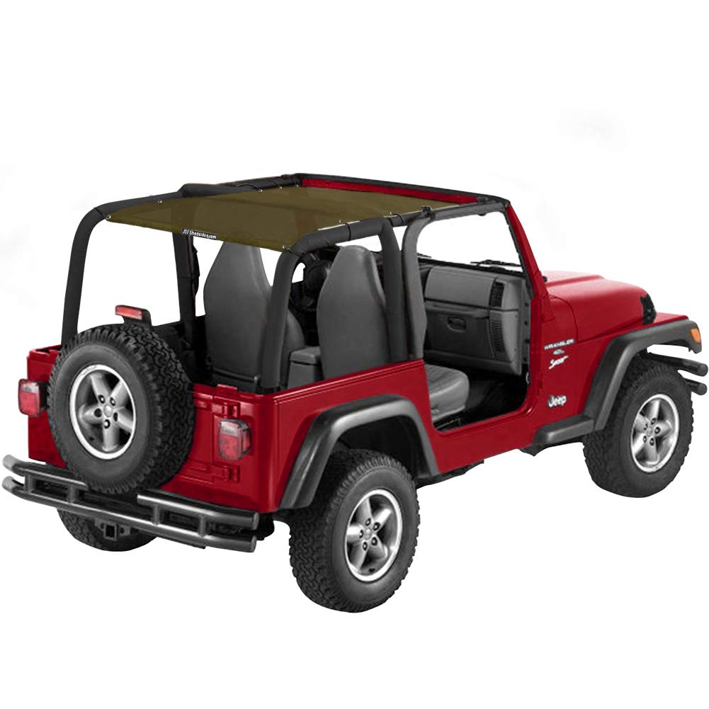Shadeidea Sun Shade for Jeep Wrangler TJ 1997-2006 - Front & Rear Mesh UV Blocker Top Cover with Storage Pouch - 10 Year Warranty - Perfect for Off-Roading, Beach Trips & Summer Adventures