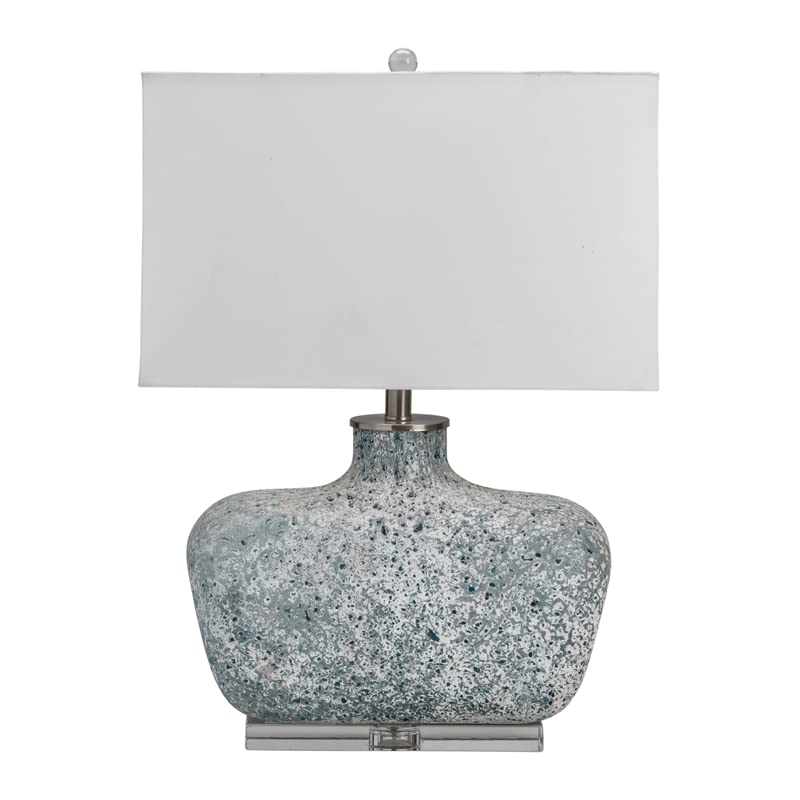 Bauer Blown Glass Table Lamp - White Handcrafted Glass Shade, Modern Home Decor for Living Room, Bedroom, or Office Lighting