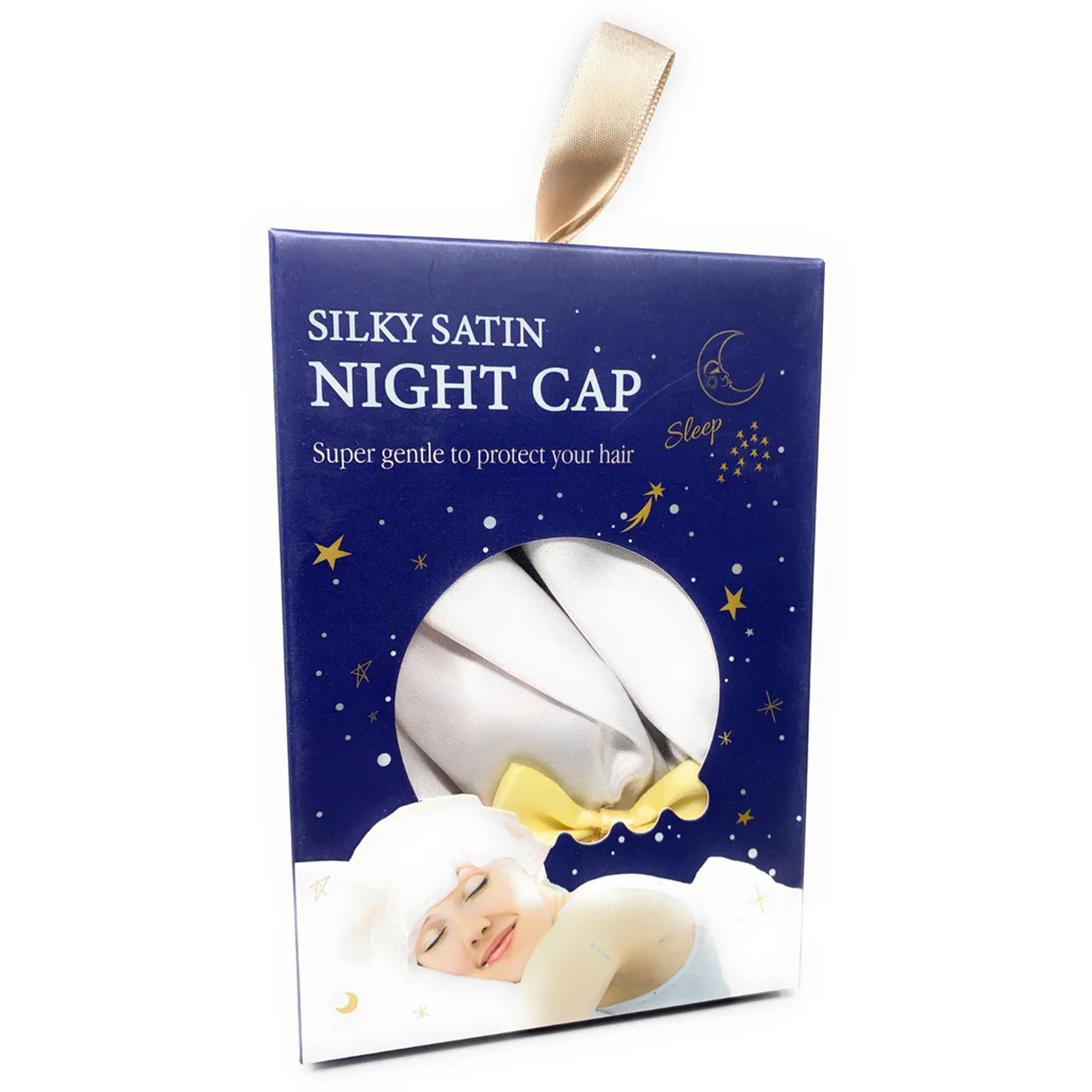 Kingsley Silky Satin Night Cap for Women - Soft Sleep Bonnet for Hair Protection & Comfort - Silver Sleeping Hat for Curly, Natural, and Damaged Hair - Perfect for Nighttime, Travel, and Salon Use