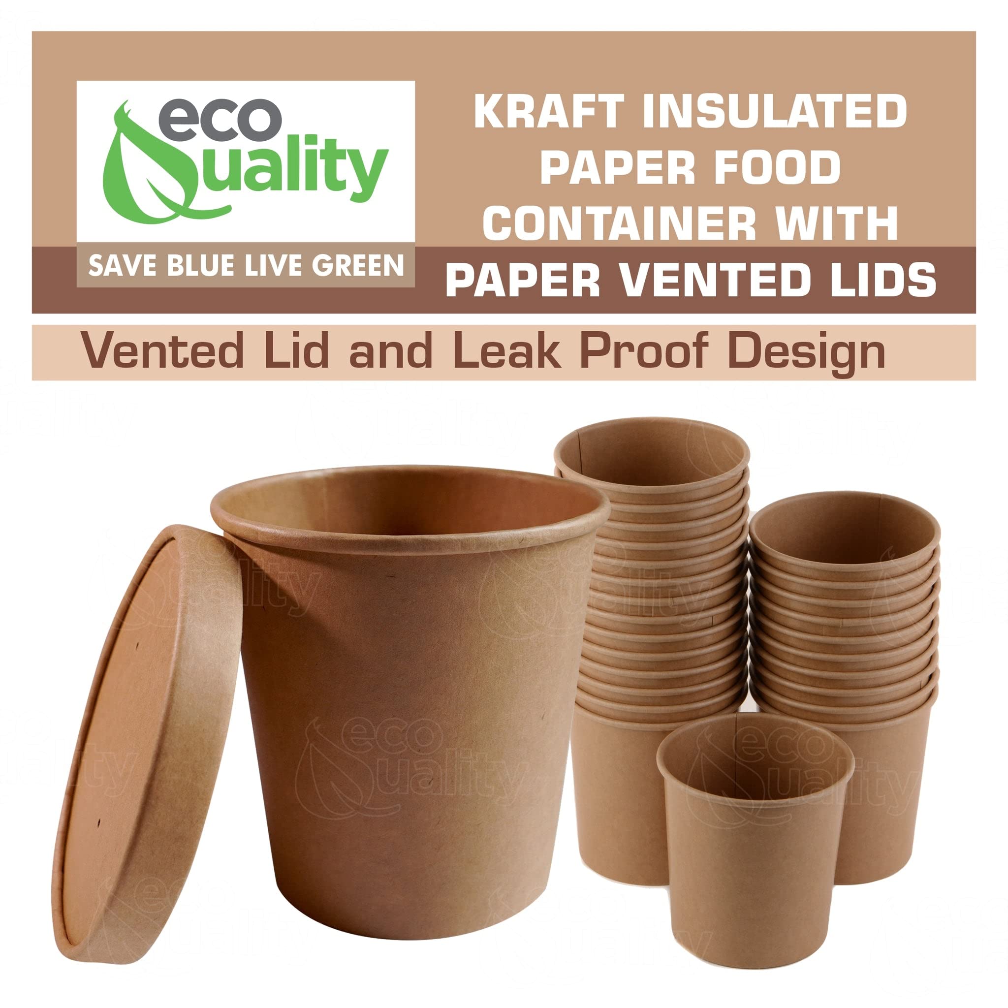 Eco-Friendly Disposable Kraft Paper Soup Containers with Lids - 100 Pack Round Microwave Safe Takeout Bowls for Ice Cream, Frozen Yogurt & Desserts | Ideal for Parties, Catering & Food Storage