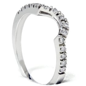 1/4 Carat Curved Diamond Notched Wedding Ring Enhancer in 14K White Gold - Perfect for Bridal Sets, Anniversary Gifts & Special Occasions