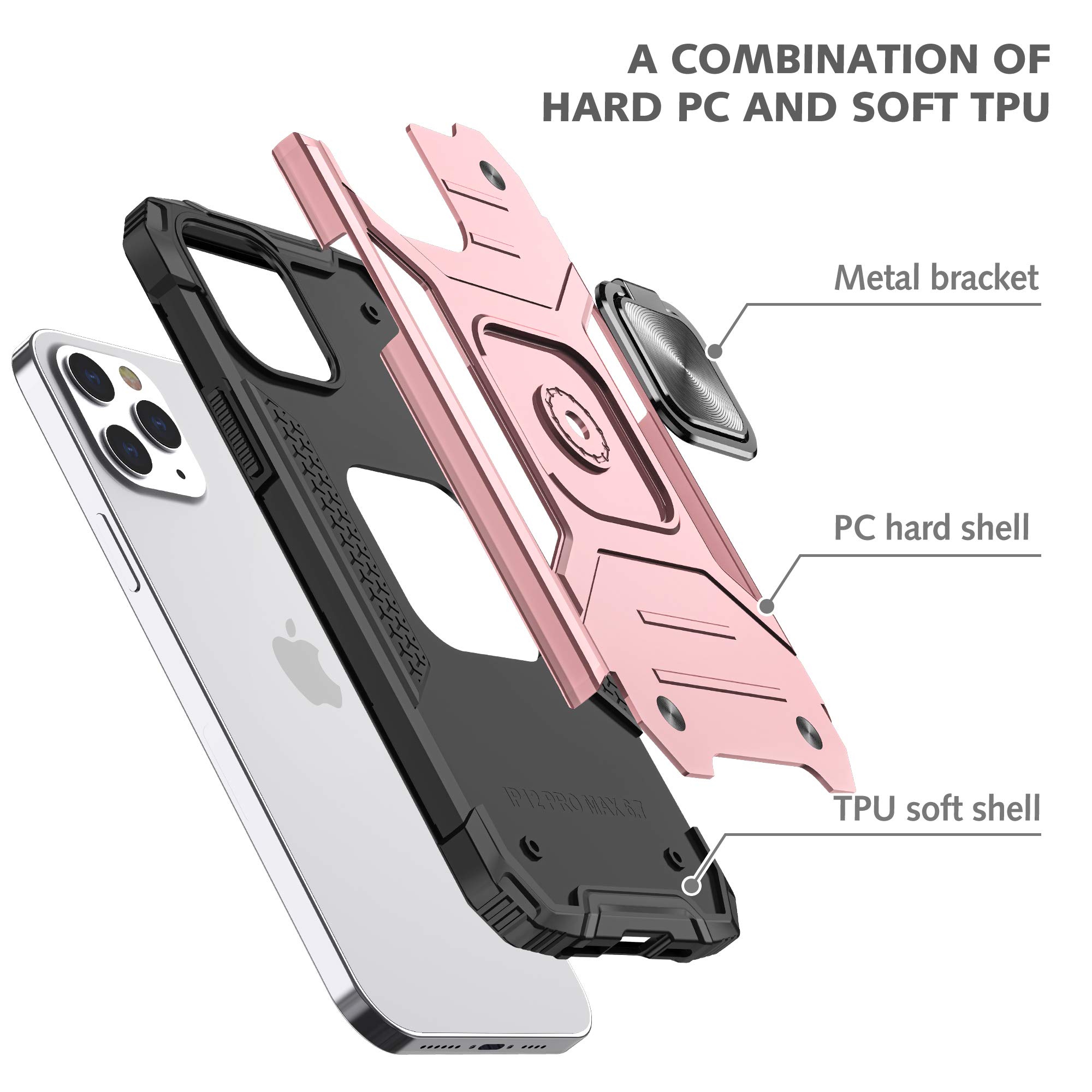 Hitaoyou iPhone 13 Pro Case - Heavy Duty 2-in-1 Full Body Rugged Shockproof Hybrid Bumper Drop Protective Cover for iPhone 13 Pro (Rose Gold) - Perfect for Outdoor Adventures, Work & Everyday Use