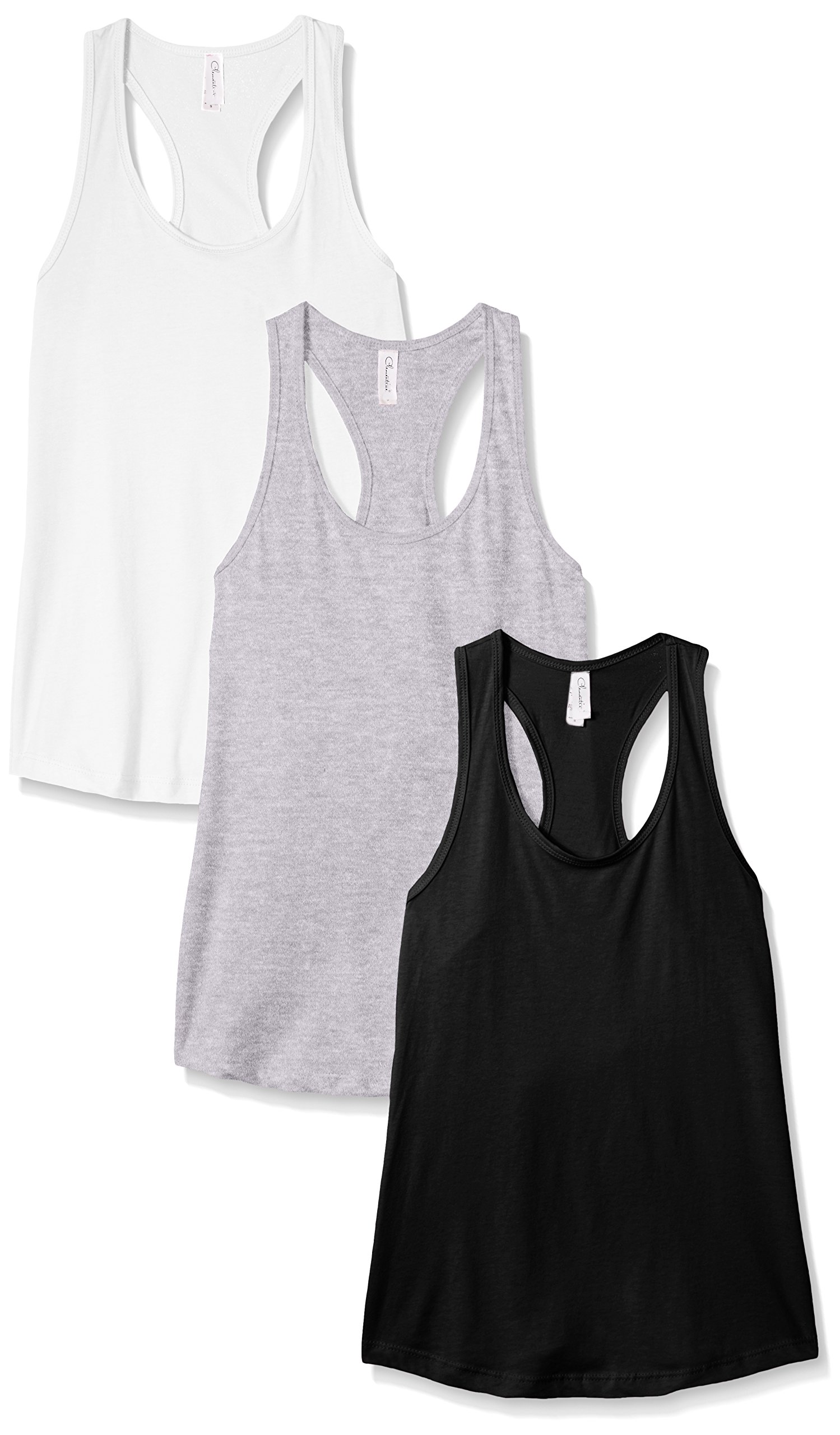 Clementine Apparel Women's Racerback Tank Tops - 3 Pack Workout Tops for Running, Gym & Yoga | Breathable Activewear for Fitness & Casual Wear