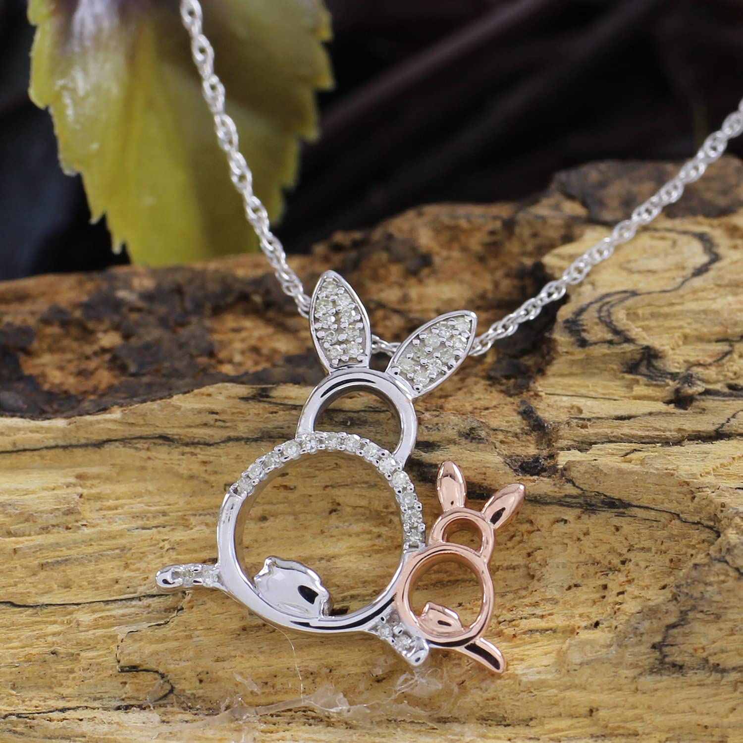 1/10 Cttw Round White Diamond Bunny Pendant Necklace in 925 Sterling Silver - Easter Gift for Women, Girls - Perfect for Spring Celebrations & Jewelry Collections