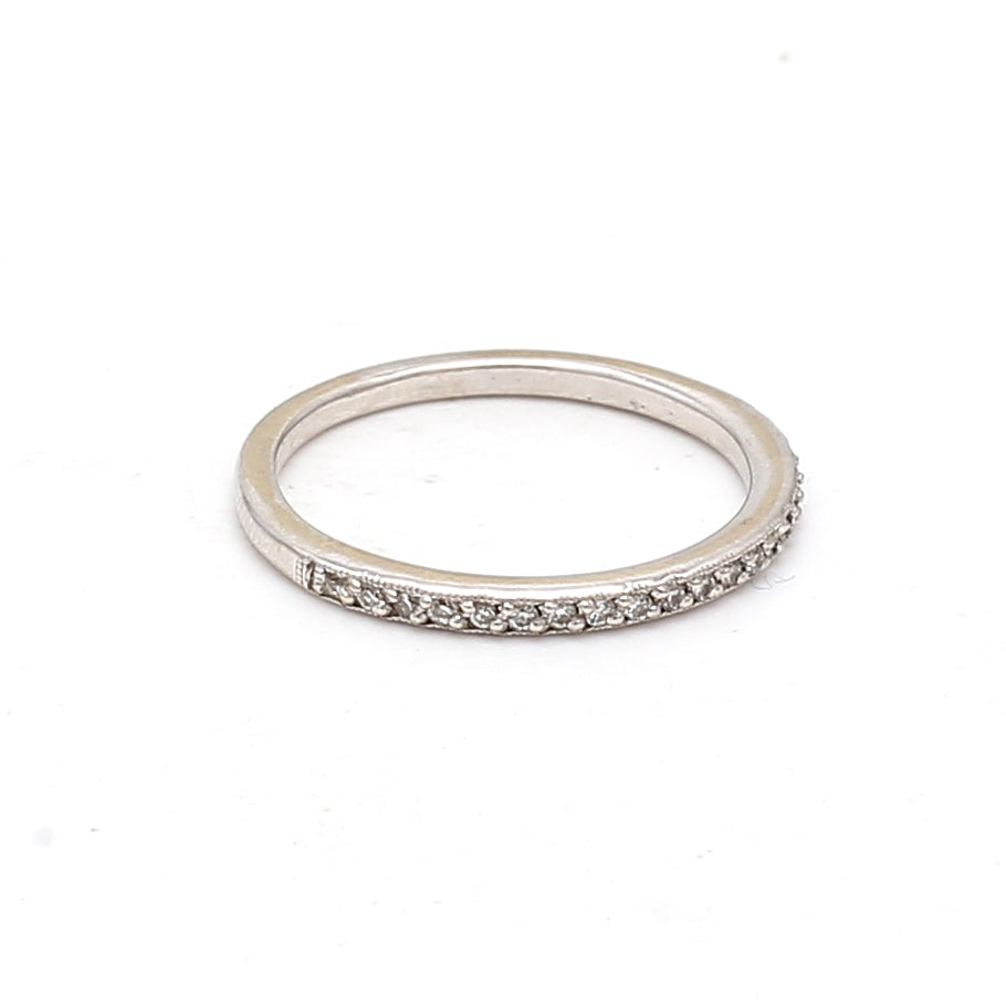 0.06 Carat Round Brilliant I1 Diamond 14K White Gold Wedding Band Ring - Perfect for Engagement, Anniversary & Bridal Jewelry Gifts