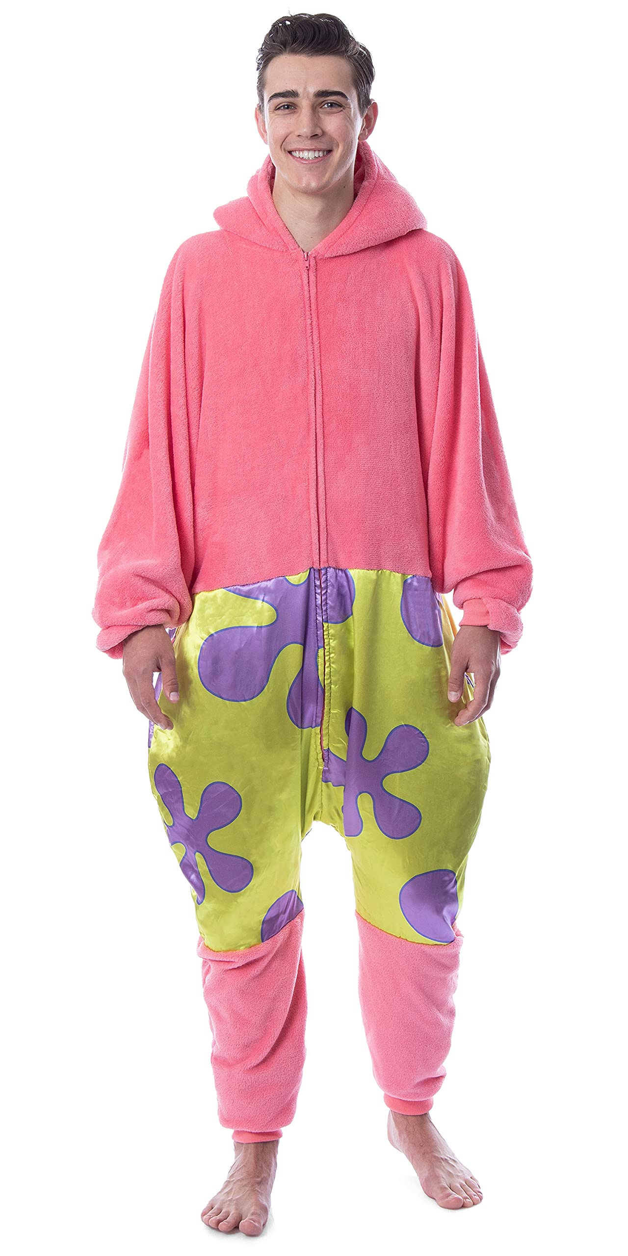 SpongeBob SquarePants Patrick Star Pajamas for Men - Nickelodeon Cartoon Character Sleepwear, One-Piece Union Suit for Lounge, Sleepovers & Cosplay