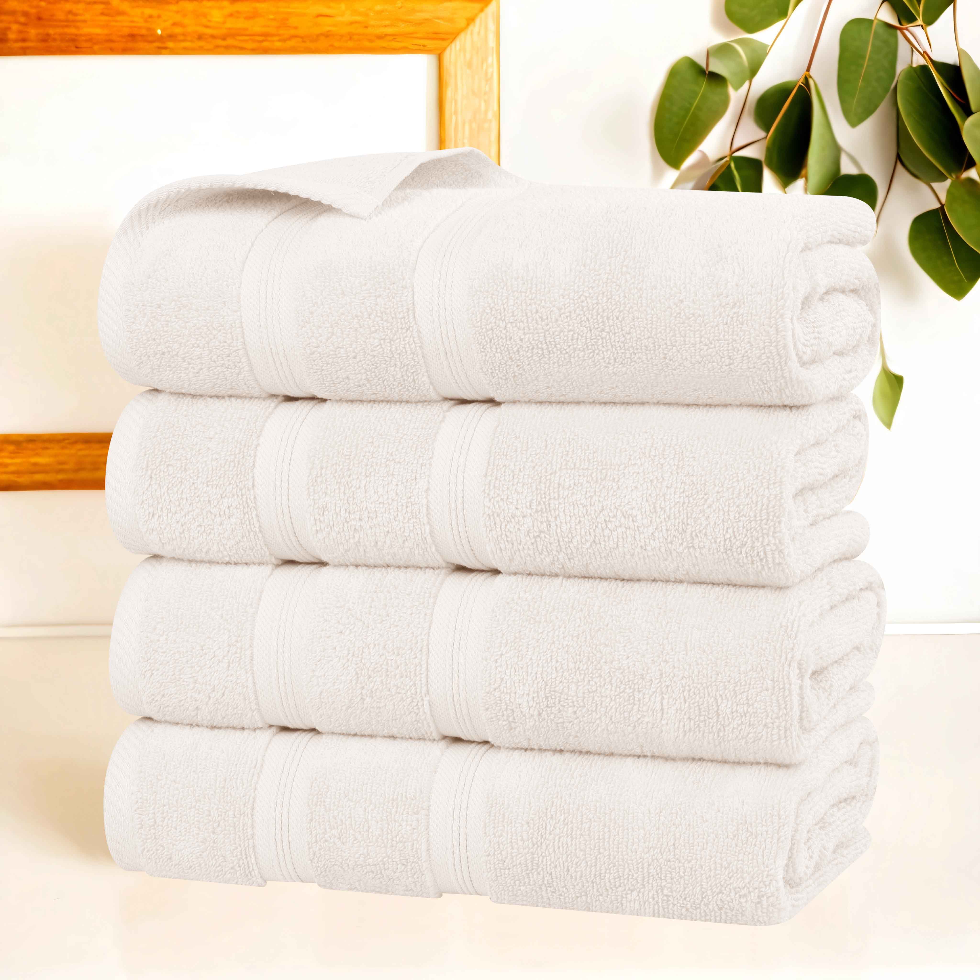 Premium Soft Medium Weight Cotton Bath Towels Set of 4 - Ultra Absorbent, Quick Dry & Zero Twist - Perfect for Spa, Bathroom & Beach Use