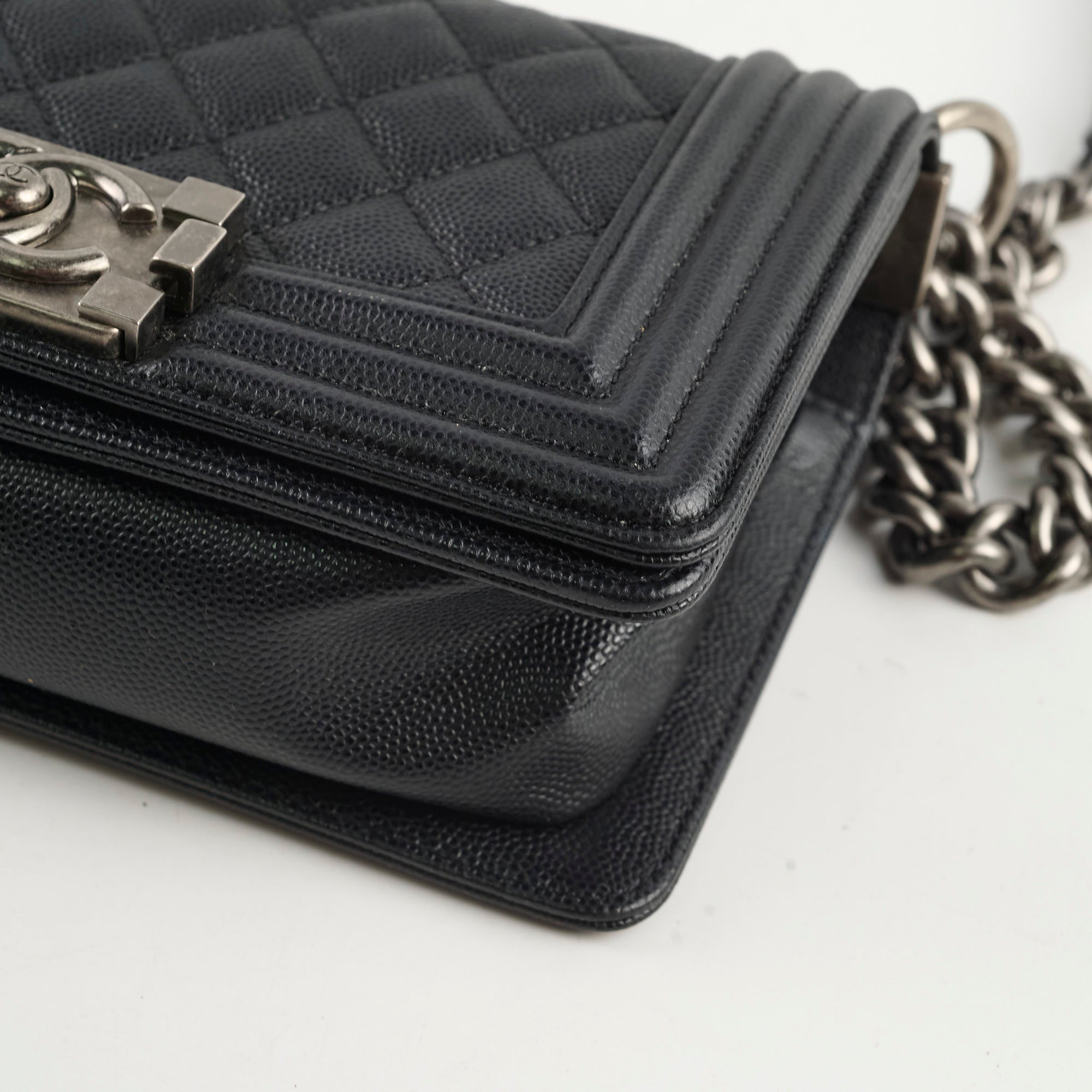Chanel Caviar Small Boy Black Leather Handbag - Luxury Designer Crossbody Bag for Women | Perfect for Evening Events, Parties & Everyday Use