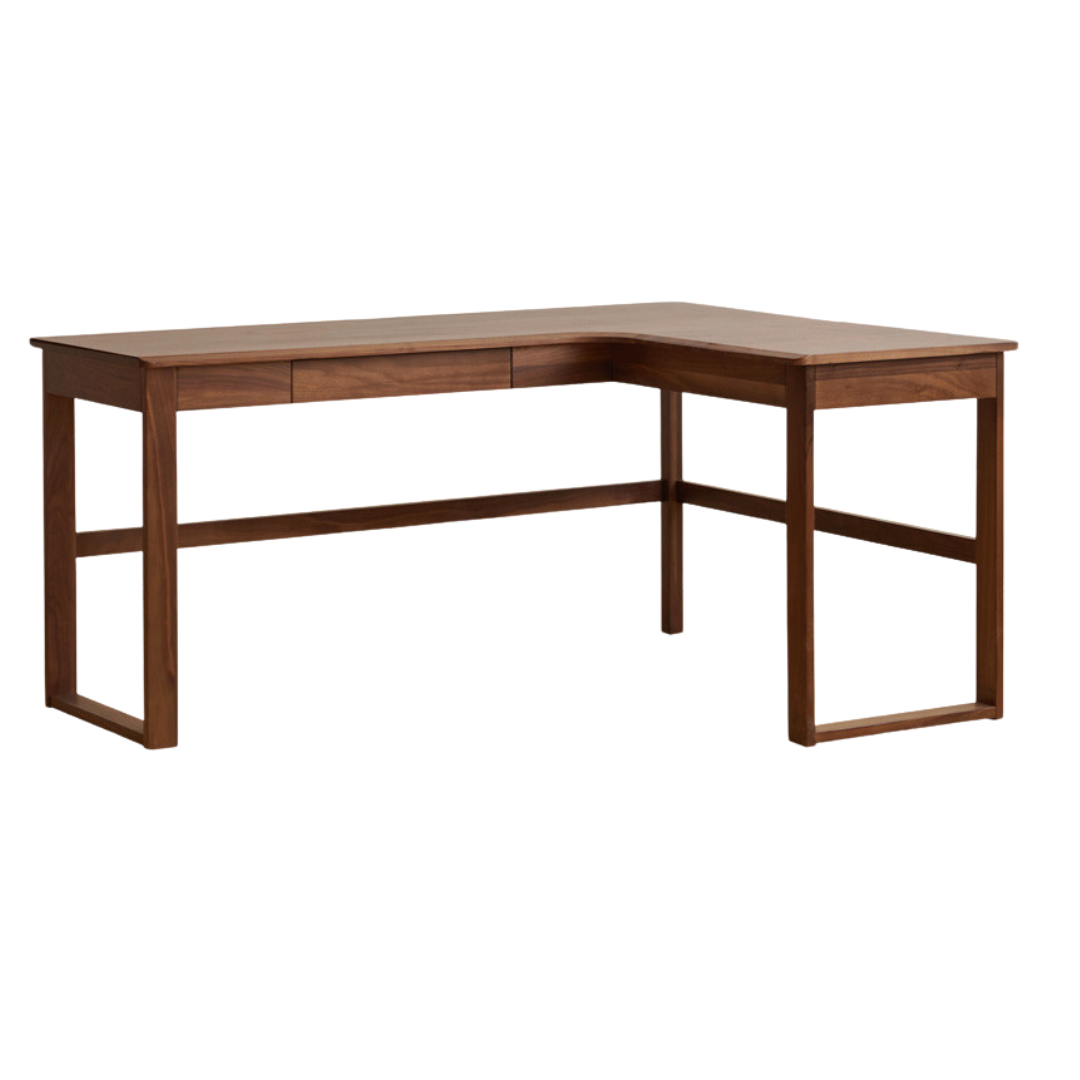 Solid Black Walnut & Oak Wood Corner Desk Bookshelf - Stylish Home Office Storage for Books, Decor & Essentials