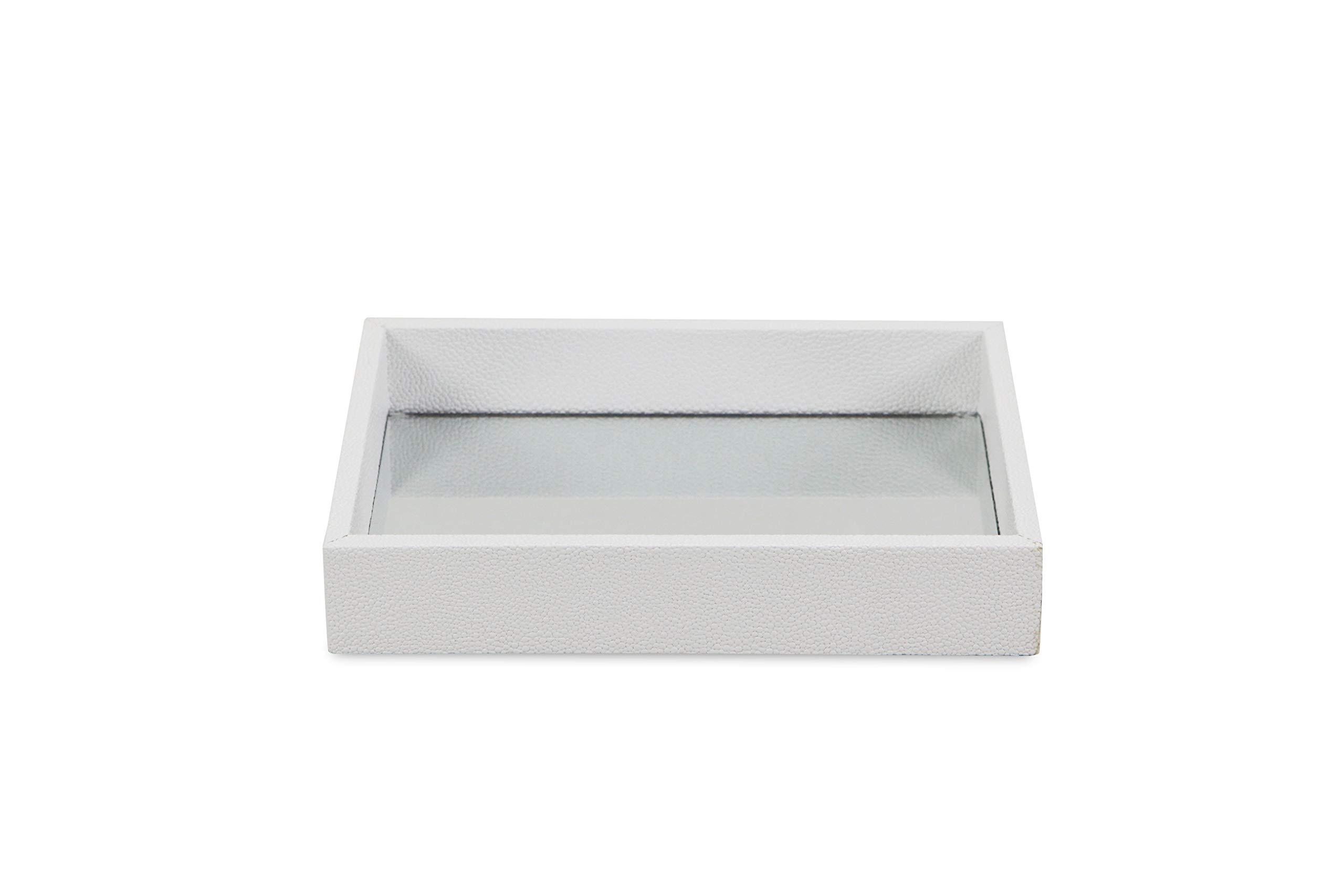 Cheung's FP-3987W White Raised Bubble Tray with Mirror - Cosmetic Organizer for Makeup Brushes & Jewelry Storage - Perfect for Vanity, Bathroom Countertop, and Dressing Table