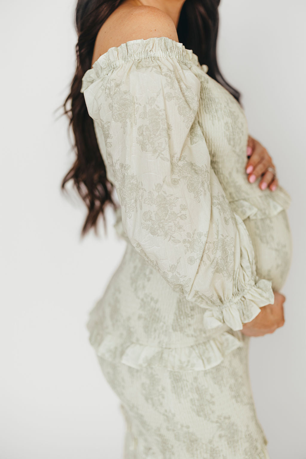 Chloe Midi Dress in Sage Green - Bump Friendly Maternity Dress for Pregnancy & Nursing | Perfect for Baby Showers, Date Nights & Special Occasions