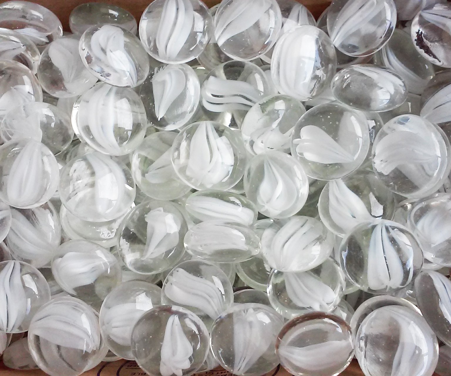 1 LB White Cat-Eye Glass Gems for Vase Fillers, DIY Crafts, Wedding Decorations & Home Decoration - Bulk Glass Stones for Floral Arrangements, Centerpieces and Table Scatter