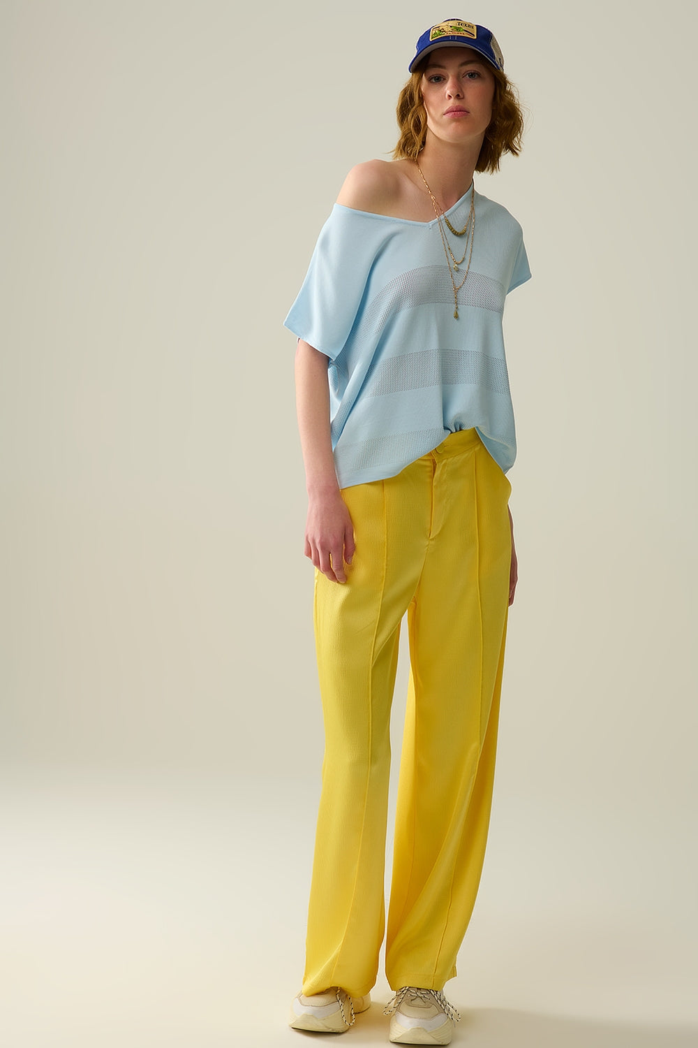 Textured Satin Yellow Wide Leg Pants for Women - Elegant & Comfortable Lounge Wear for Home, Office & Evening Out