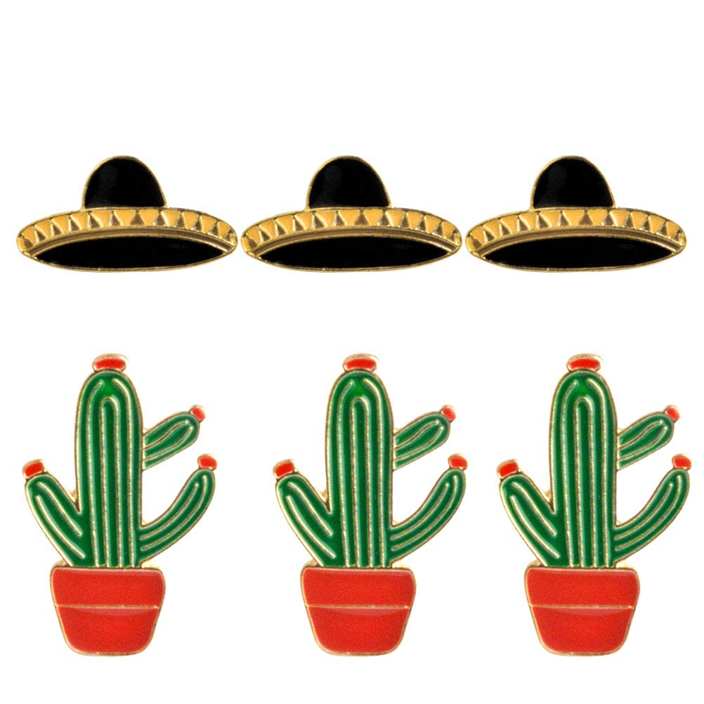 PRETYZOOM 6-Piece Cactus Shaped Alloy Brooch Pins for Women - Fashion Hat & Dress Accessories - Tropical Luau Party Decor - Perfect for Summer Outfits, Hawaiian Theme Parties & Boho Style Clothing