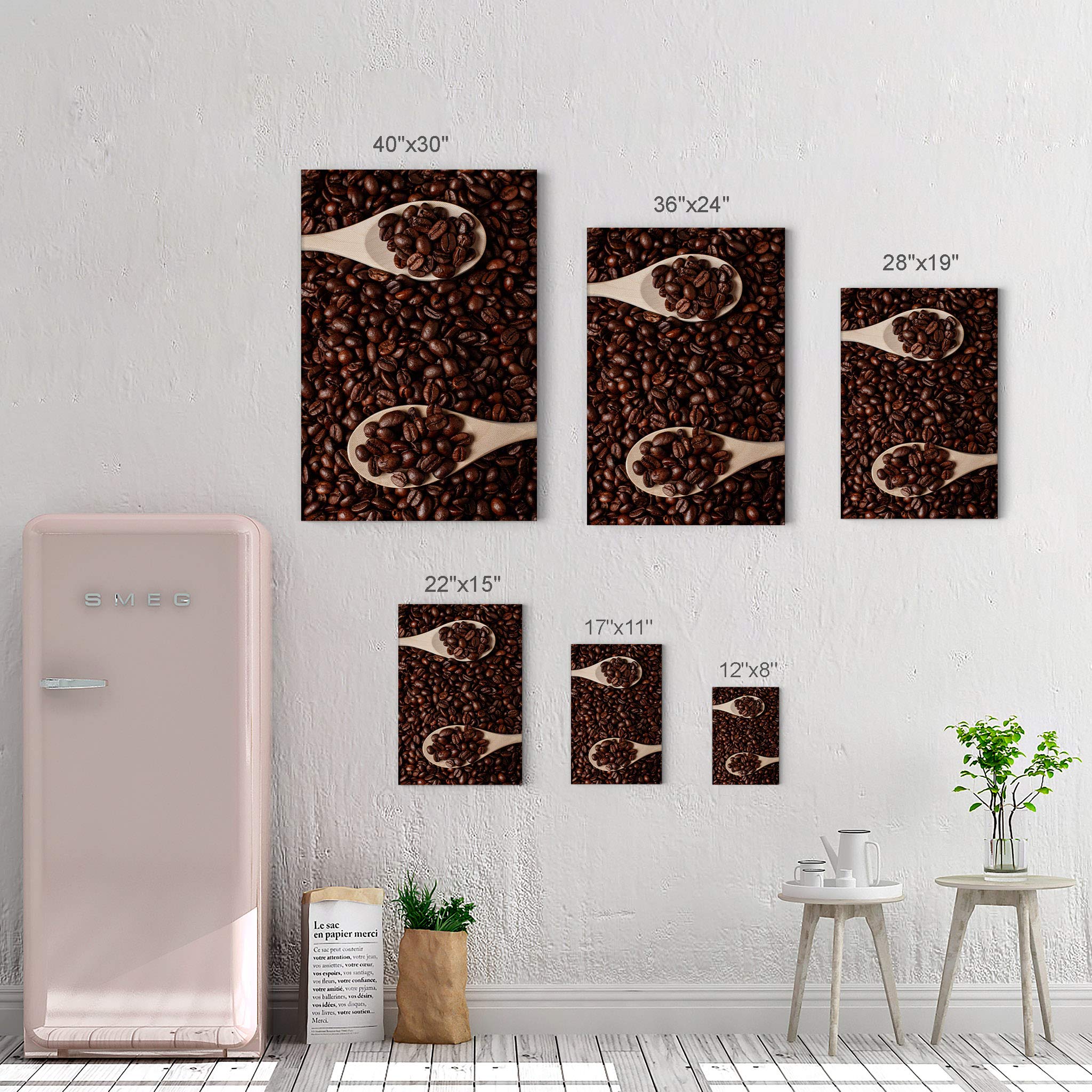 Premium Tasty Coffee Beans on Wood Spoon Canvas Wall Art Print - Modern Kitchen & Cafe Decor, Farmhouse Dining Room Artwork, Housewarming Gift (36x24 Inch) - Perfect for Restaurants, Coffee Shops & Home Decor