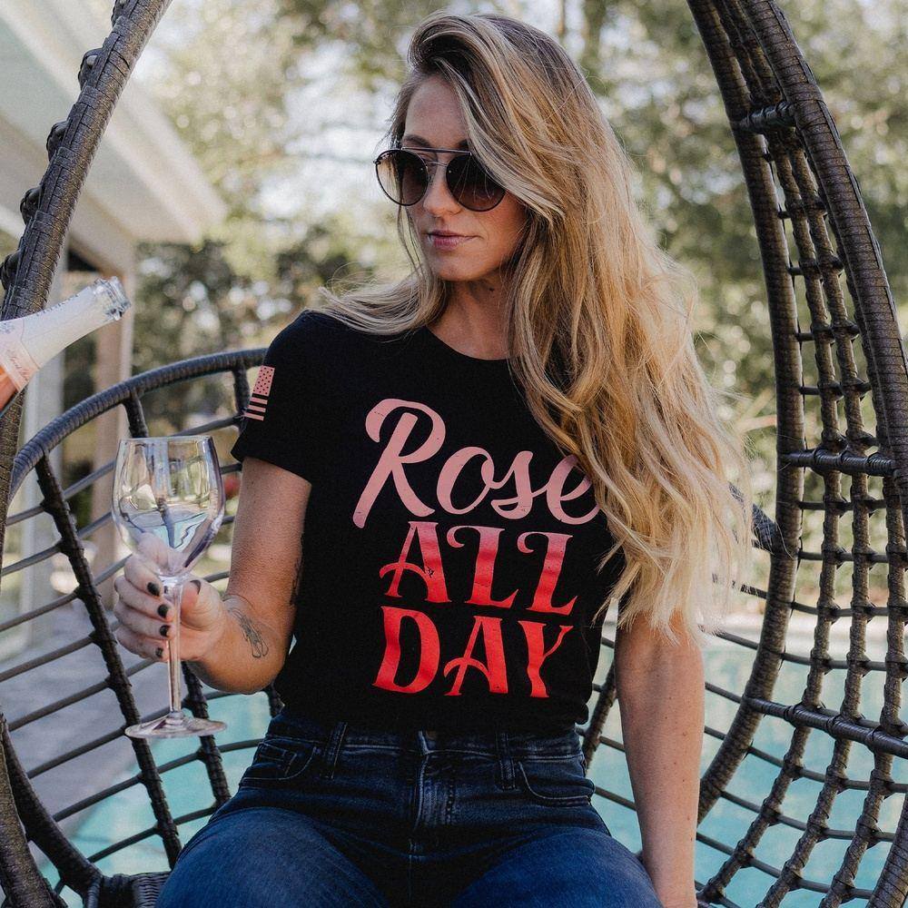 Women's Slim Fit Rosé All Day T-Shirt - Black | Casual Wear, Lounge & Everyday Outfits