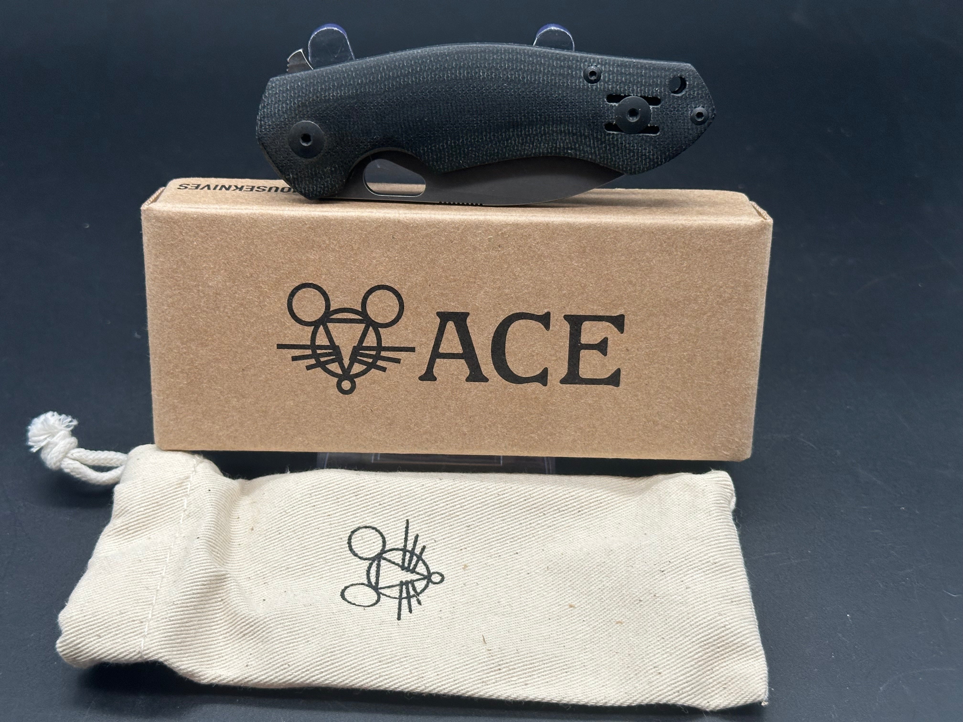Giant Mouse Biblio Folding Knife - Black Micarta Handle, Premium EDC Pocket Knife for Outdoor, Camping, and Everyday Carry