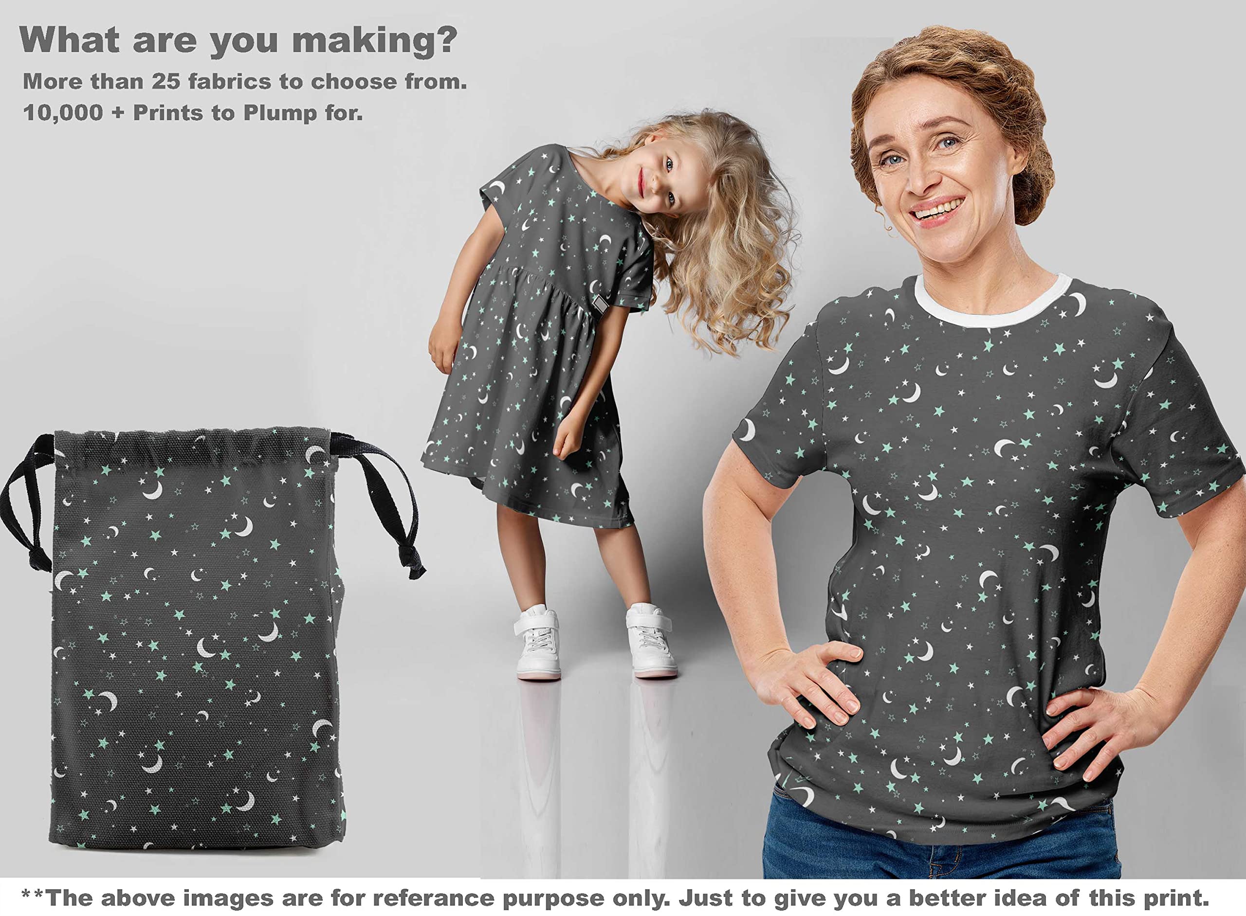 oneOone Velvet Gray Fabric Stars Print - 58 Inch Wide Sewing Material by The Yard for DIY Clothing, Quilting & Home Decor Projects | Soft Textured Fabric for Dresses, Curtains & Crafting