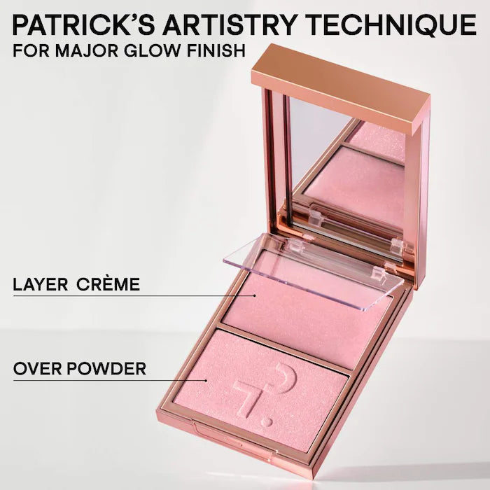 Patrick Ta Major Glow Duo - Cream & Powder Highlighter for a Radiant Glow | Perfect for Contouring & Everyday Makeup