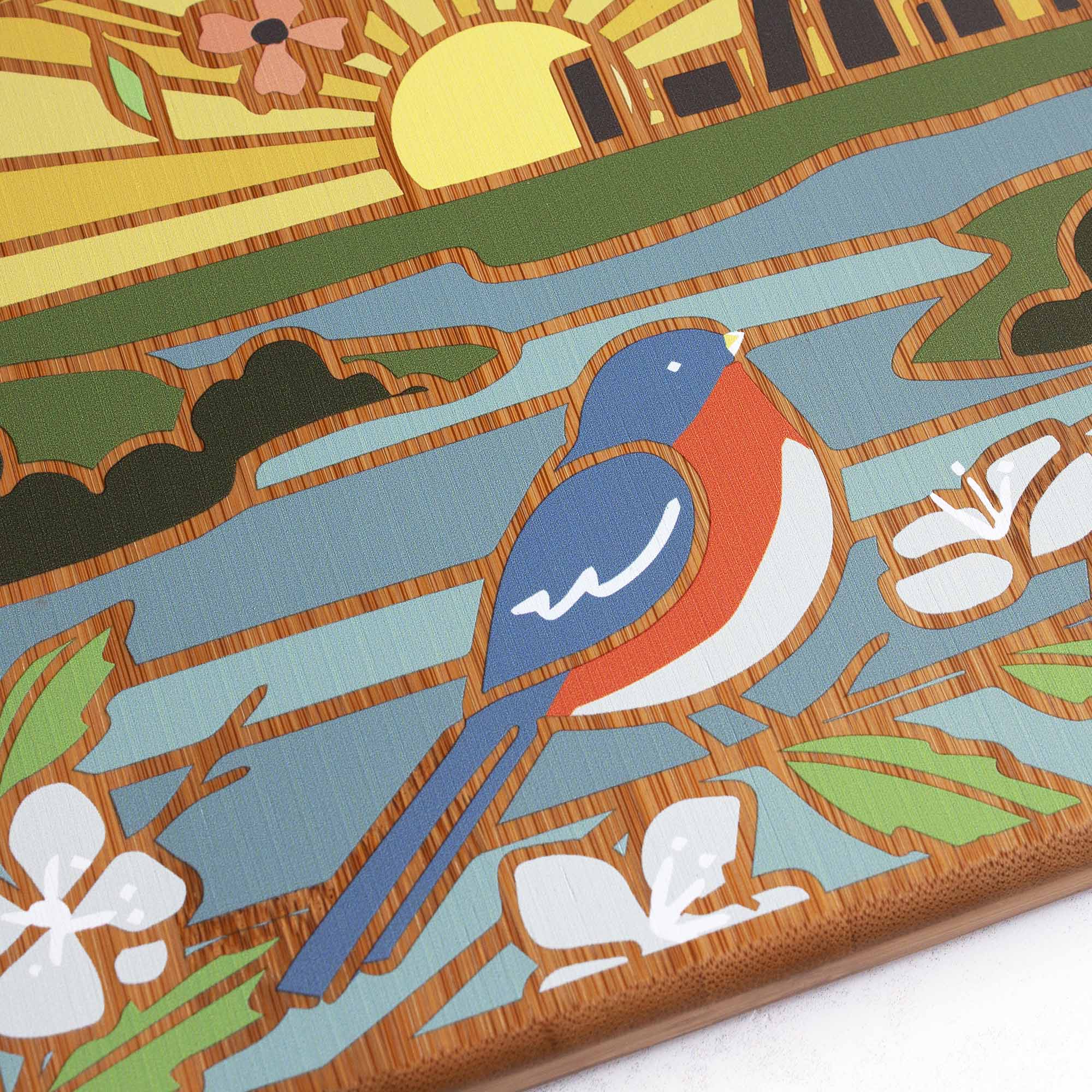 Handcrafted Missouri Wood Cutting Board with Summer Stokes Artwork - Perfect for Kitchen Prep, Charcuterie Boards & Home Decor Gifts