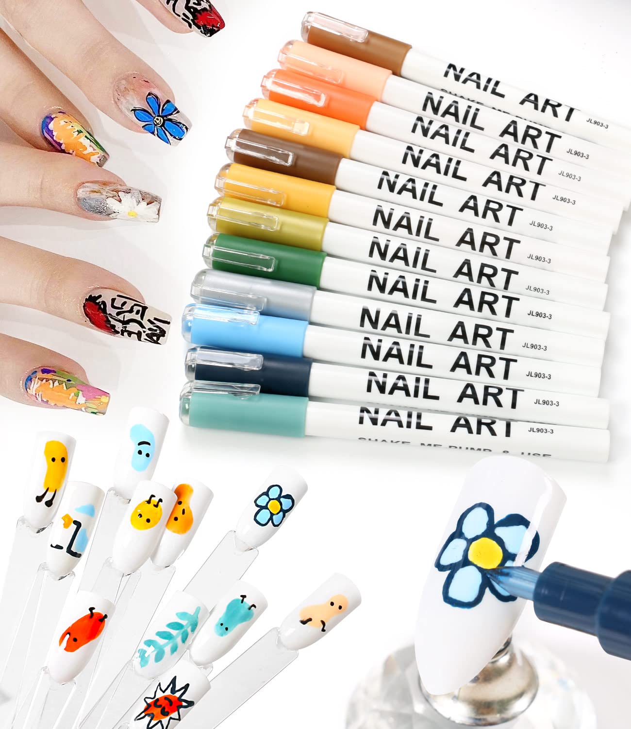 3D Nail Art Paint Pen for Acrylic Nails - Professional Dotting Tool for Nail Design, Dot Graffiti & Line Practice - Perfect for Salon, Home Manicure & DIY Nail Art