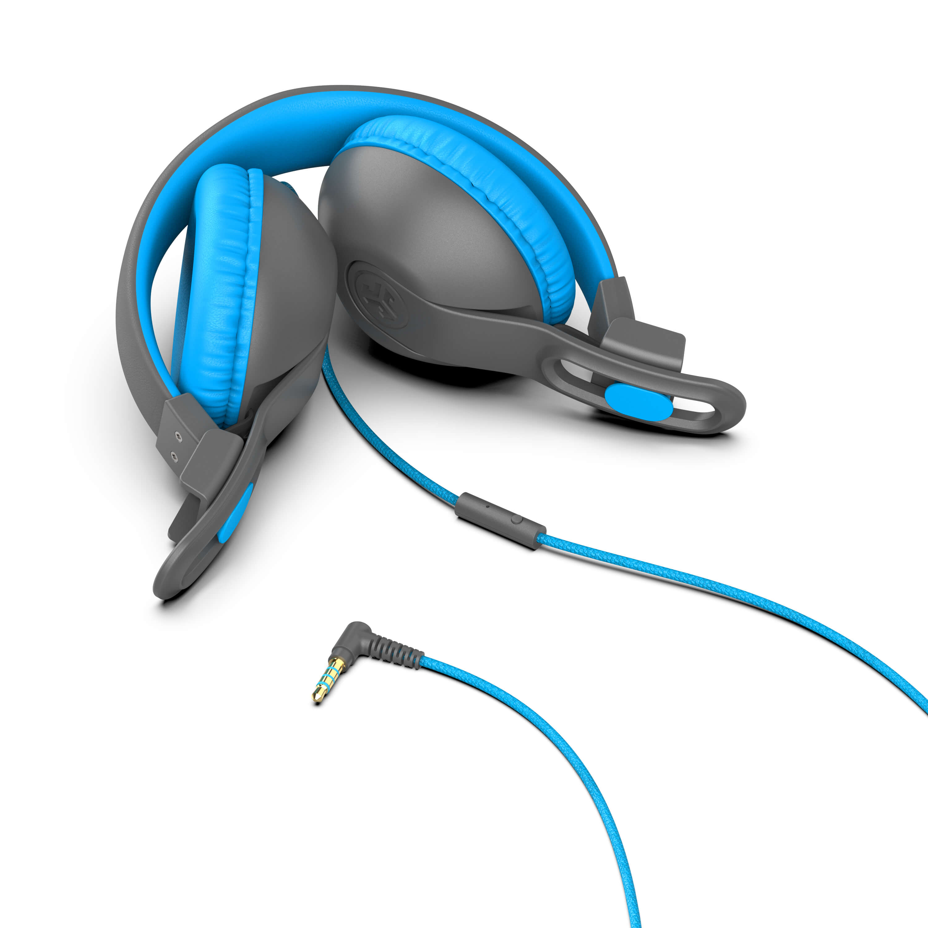 JBuddies Studio 2 On-Ear Wired Headphones for Kids - Blue/Gray - Lightweight Comfortable Headphones for School, Travel & Learning