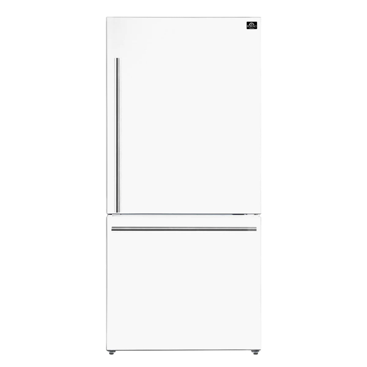 Forno Espresso 30-Inch Electric Range with Range Hood and Refrigerator in White & Silver Handles - FBDL 001 03US - Perfect for Modern Kitchens & Small Spaces