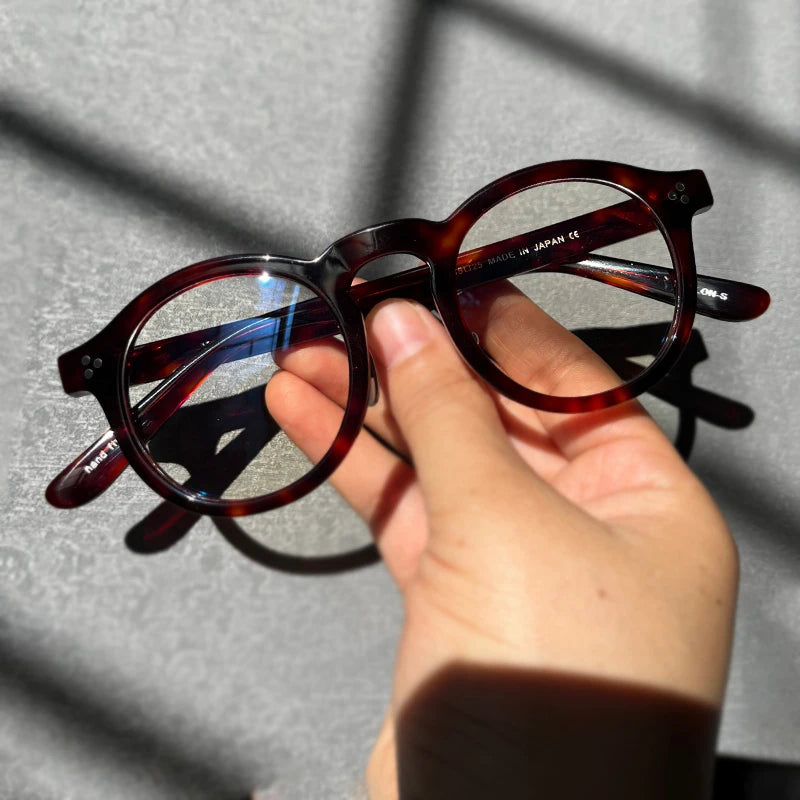 Stylish Unisex Black Acetate Round Full-Rim Eyeglasses Frame 5125 - Perfect for Reading, Work, and Everyday Fashion