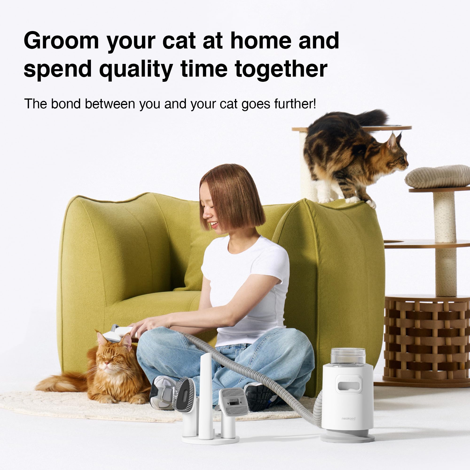 Neakasa P0 Lite Pet Grooming Kit & Vacuum - 99% Hair Removal for Cats & Dogs, 4-in-1 Grooming Tools with Low Noise Design - Perfect for Home Pet Shedding & Cleaning