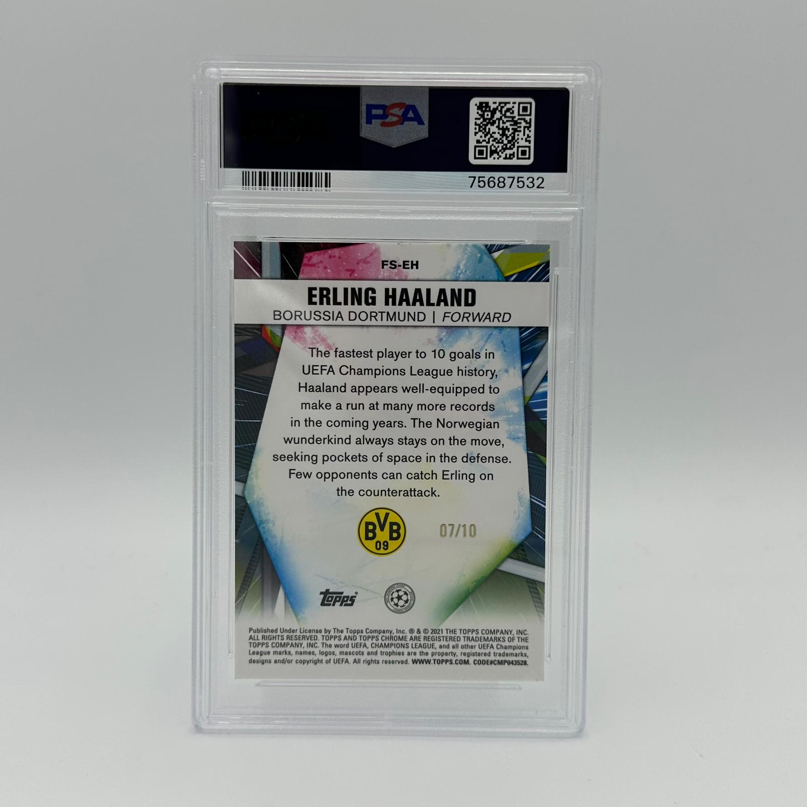 PSA 7 Graded Erling Haaland #FSEH UEFA Champions League Future Star Red Refractor Football Trading Card - Perfect for Collectors, Investors & Soccer Fans