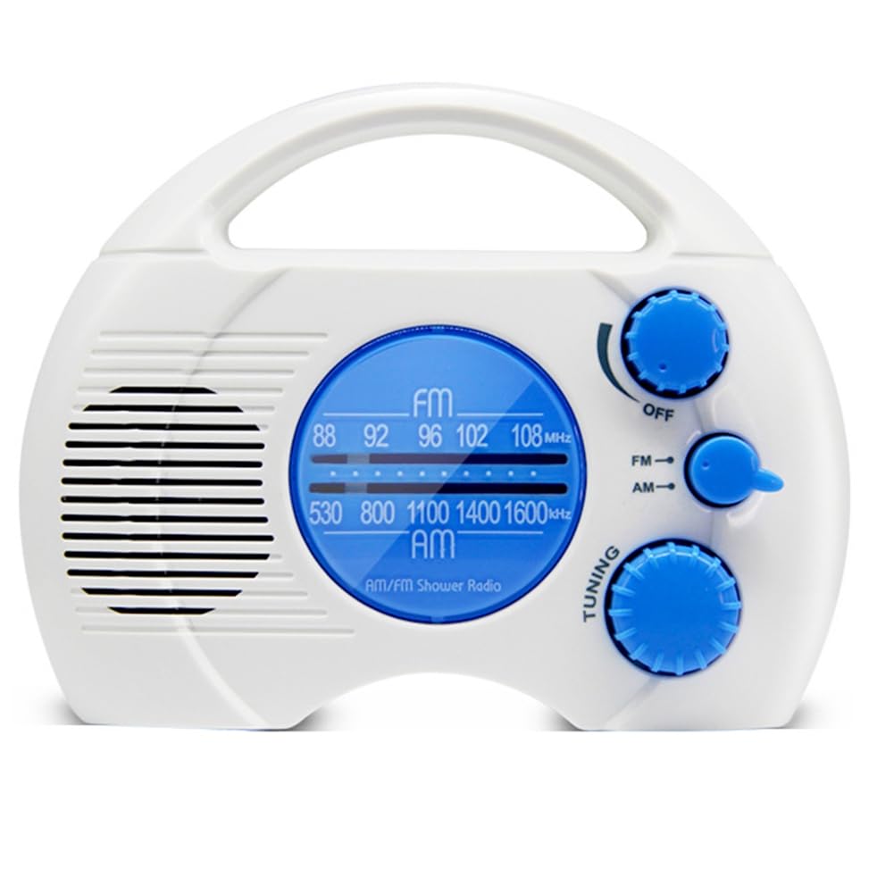 TYREE 4-Level Shower Radio - Waterproof AM/FM Mini Radio with Plug-in Card for Bathroom, Pool & Outdoor Use - Perfect for Showering, Swimming & Relaxing